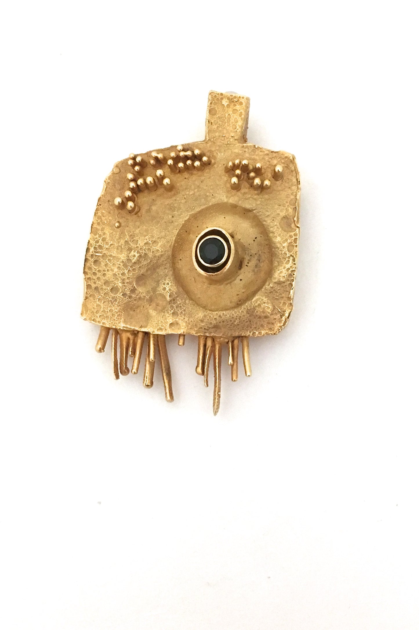 Walter Schluep large gold, tourmaline & pearl brooch / pendant