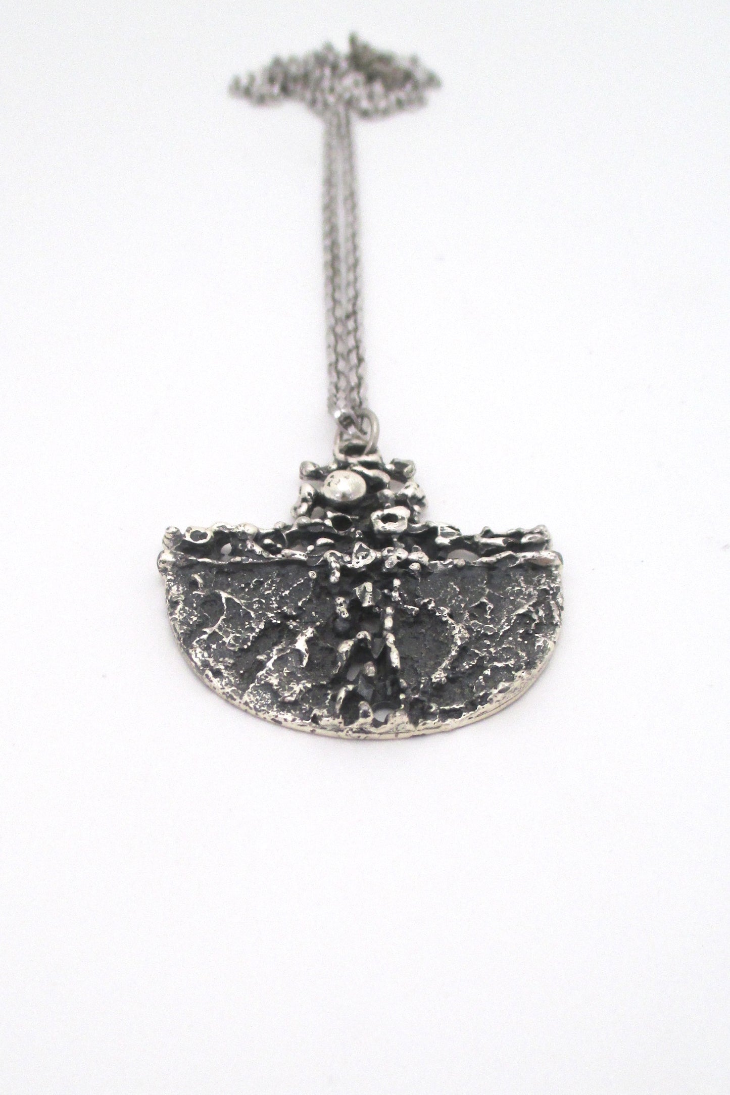 Guy Vidal pierced pewter pendant necklace