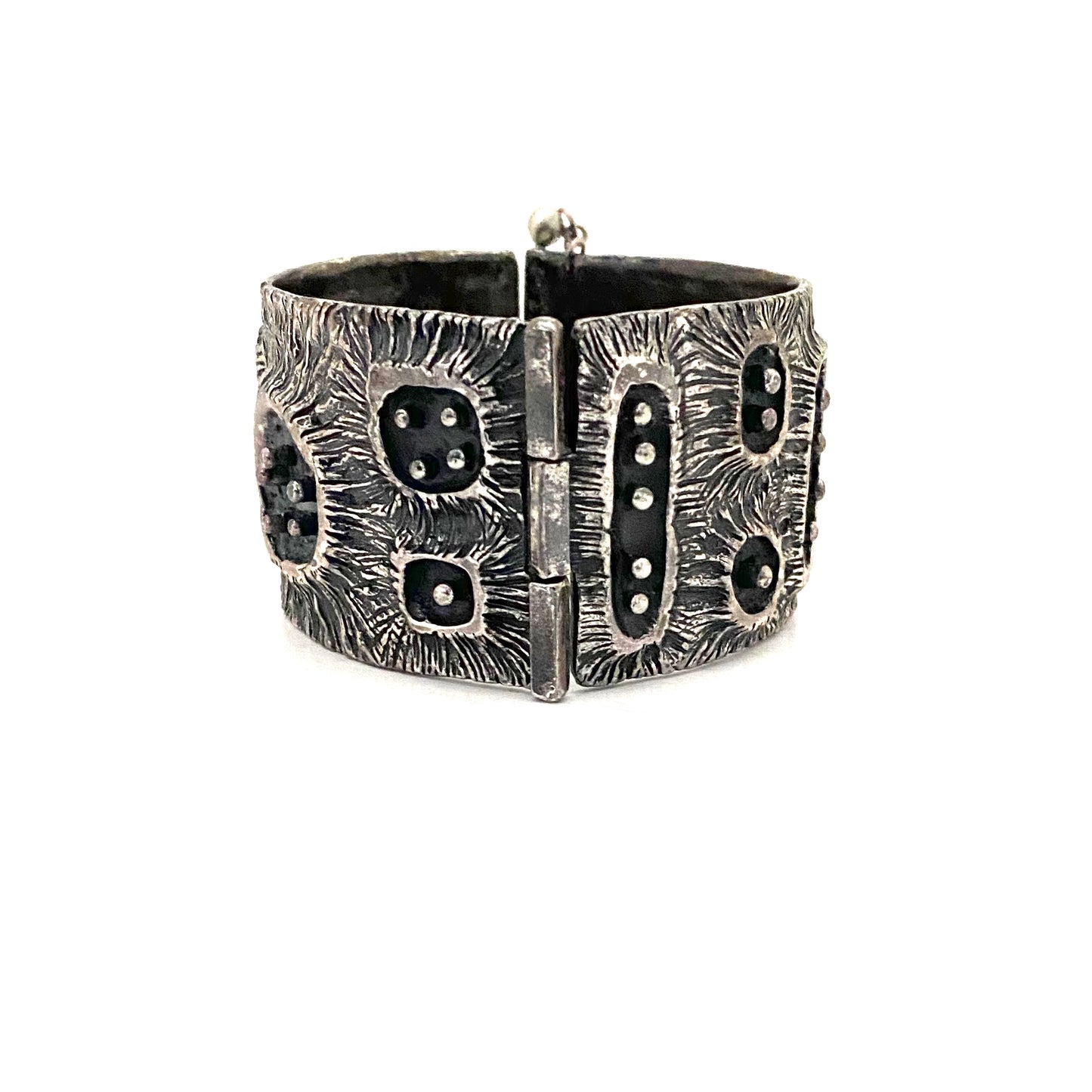 Guy Vidal brutalist pewter wide hinged bracelet