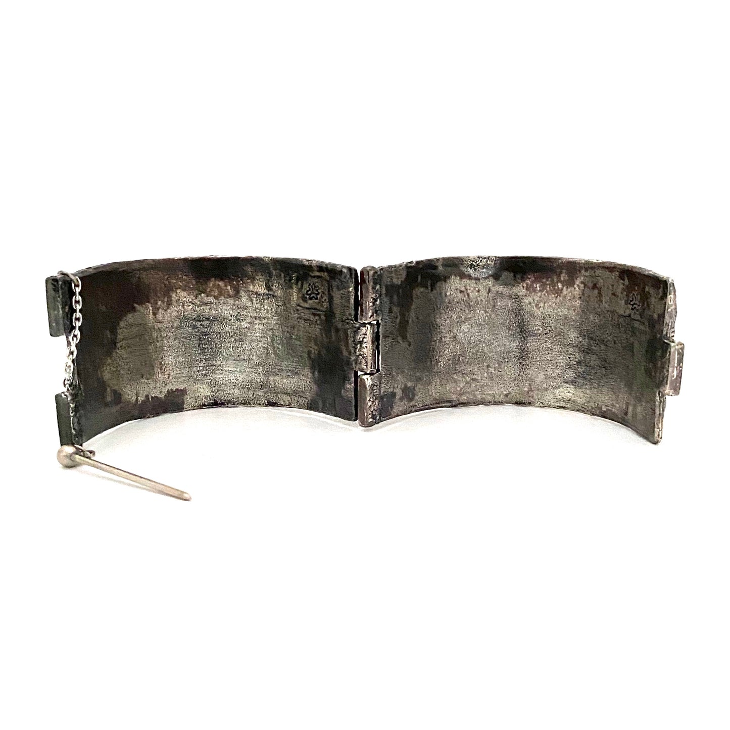 Guy Vidal brutalist pewter wide hinged bracelet