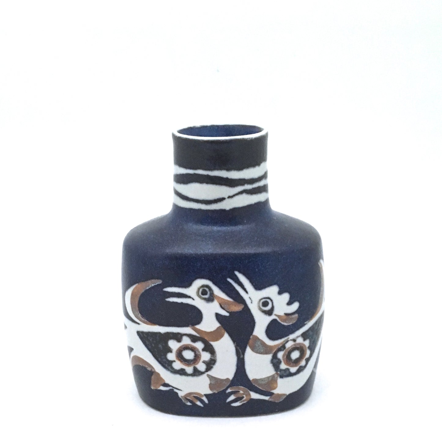 Royal Copenhagen Denmark vintage ceramic faience Baca bird vase 2 by Nils Thorsson Scandinavian Modern design