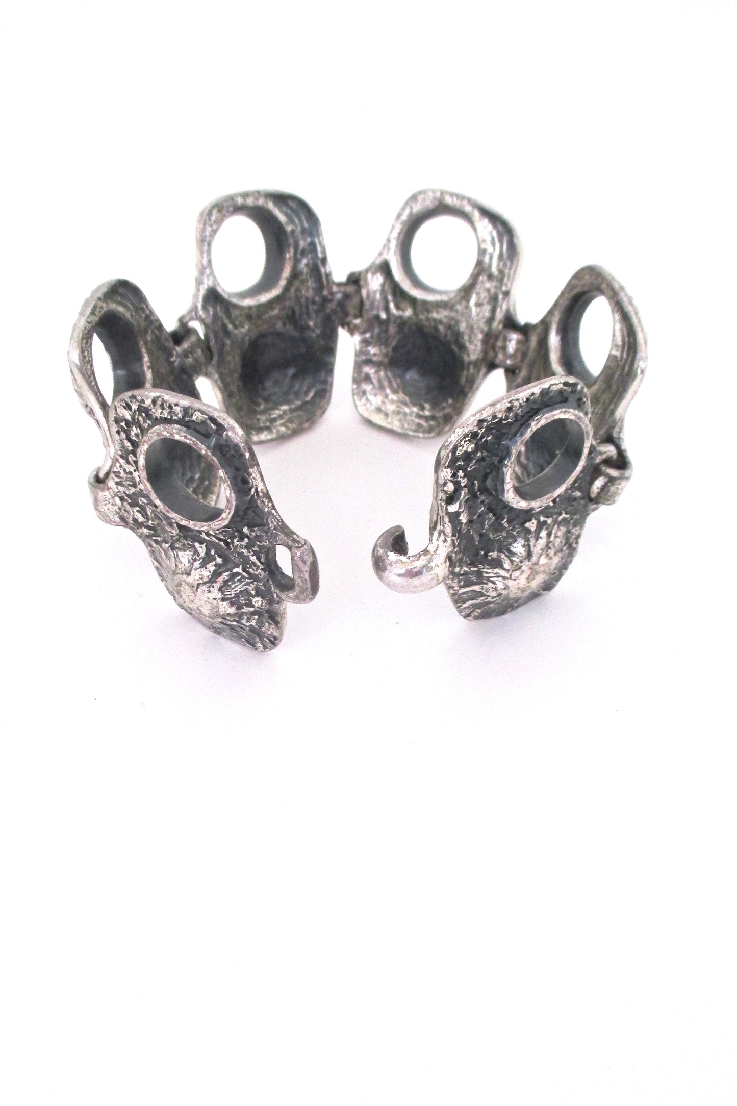 detail Guy Vidal Canada vintage brutalist pewter volcano bracelet large version