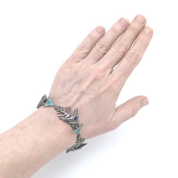 UnoAErre articulated silver & enamel fish bracelet