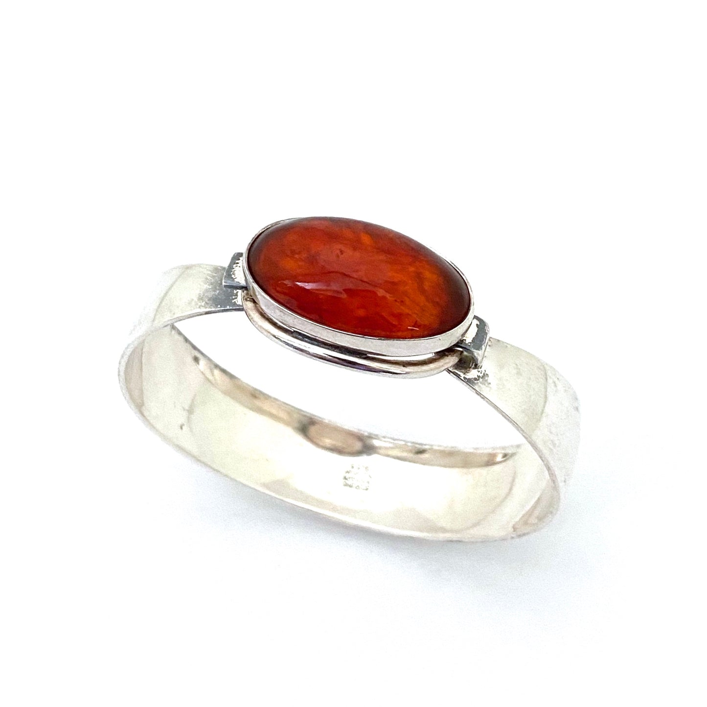 Niels Erik NE From Denmark vintage silver amber bracelet Scandinavian Modernist jewelry design