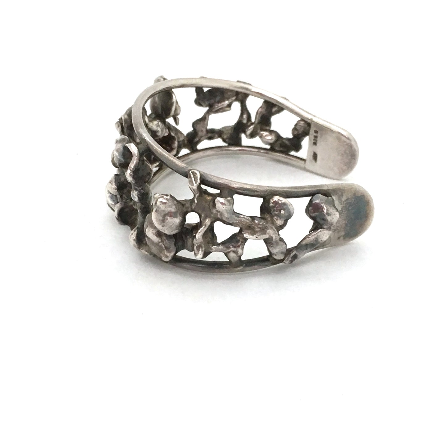 profile Aage Weimar Denmark vintage silver large and heavy brutalist cuff bracelet mid century Scandinavian design jewelry