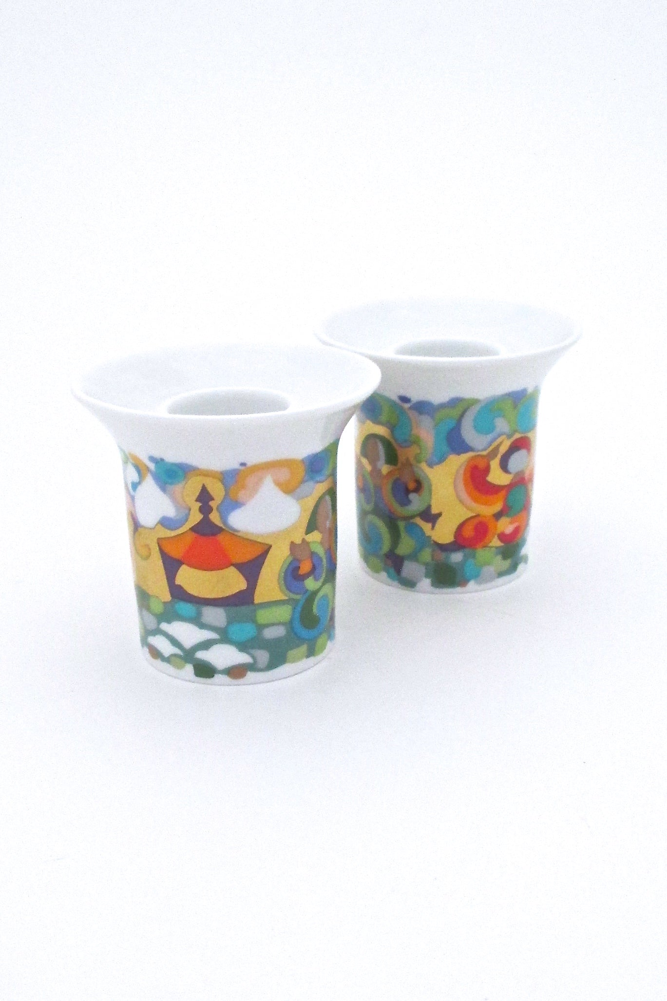 Rosenthal pair porcelain candle holders - Bjorn Wiinblad