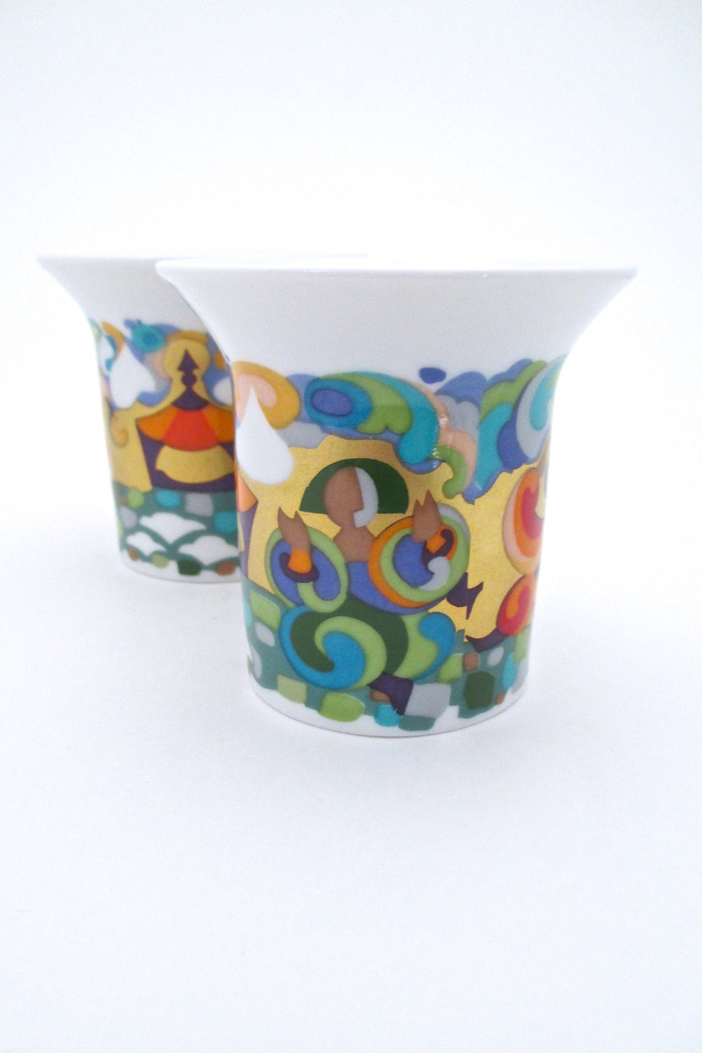 detail Rosenthal Germany pair vintage porcelain candle holders by Bjorn Wiinblad