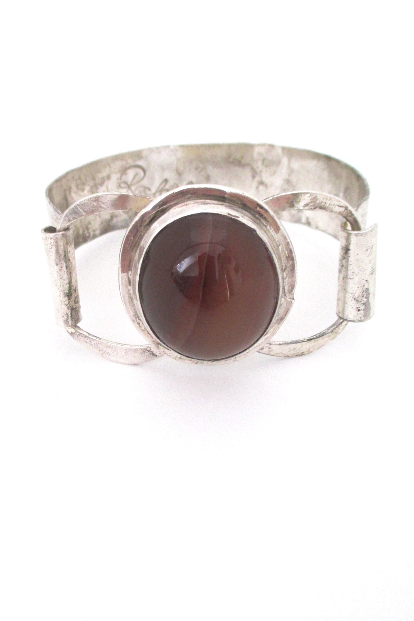 detail Rafael Alfandary Canada rare large vintage sterling silver agate bracelet
