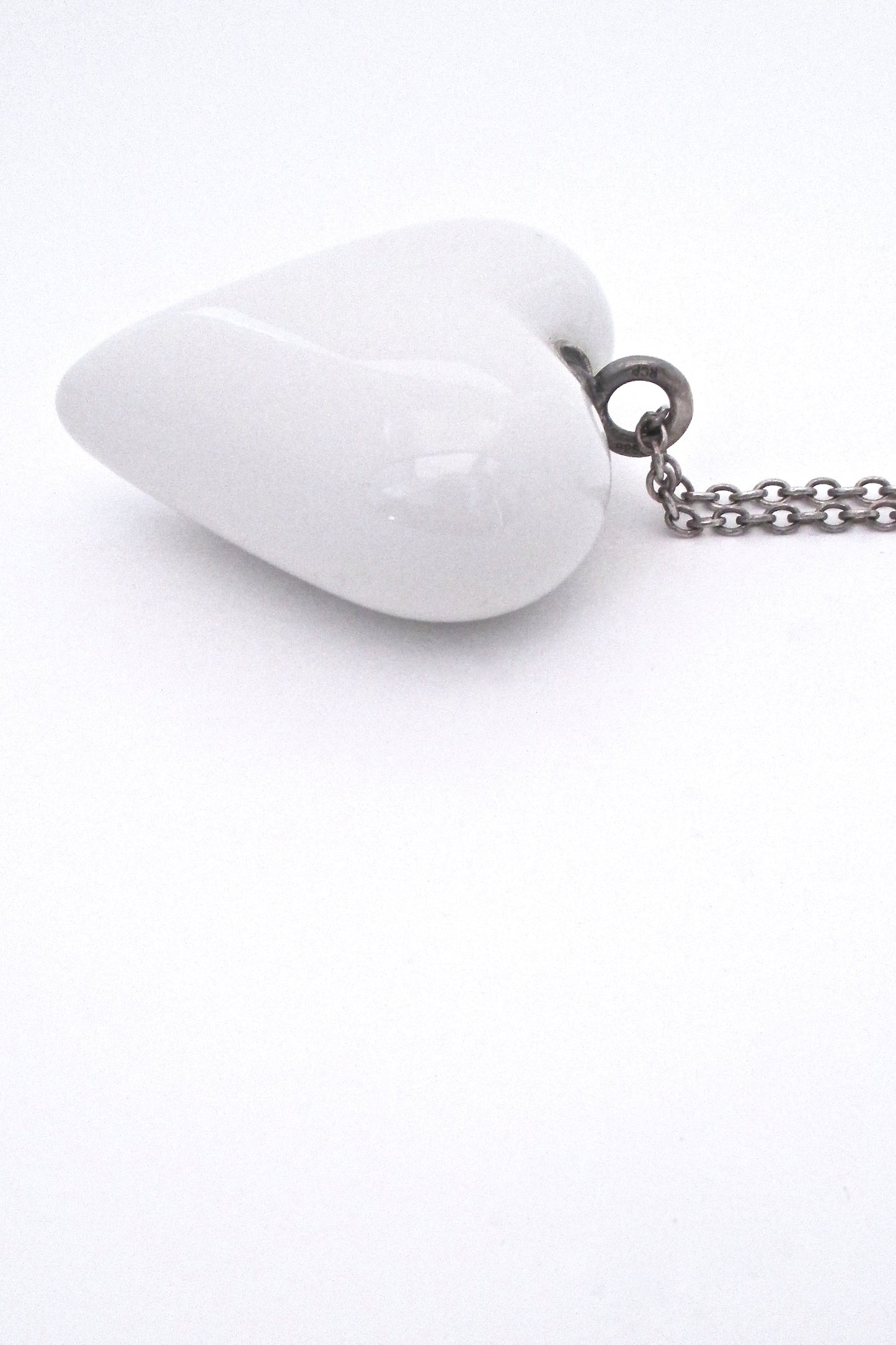 profile Royal Copenhagen Denmark vintage extra large Scandinavian Modern porcelain silver heart pendant necklace