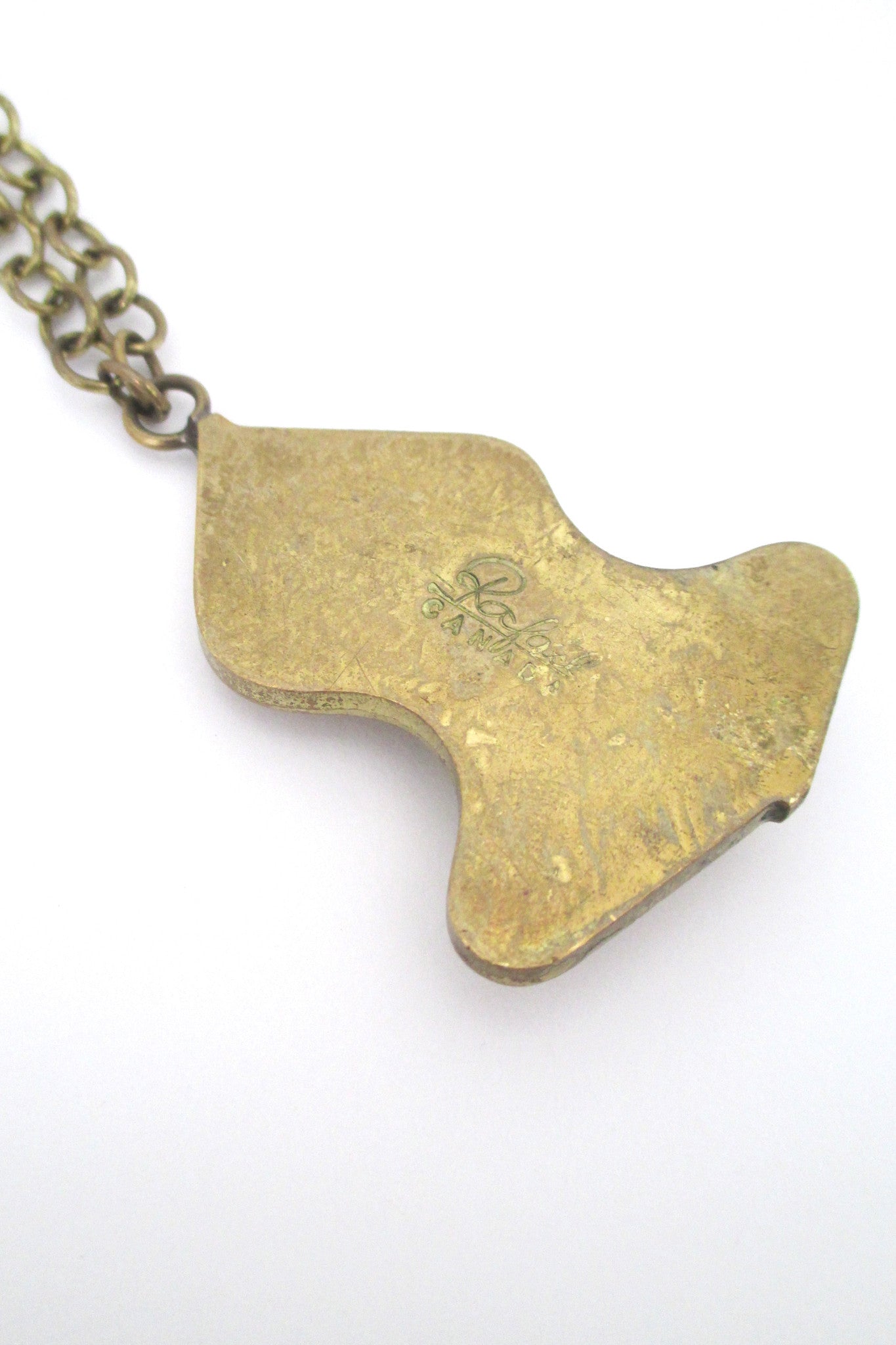 Rafael Canada brass & light orange pendant necklace