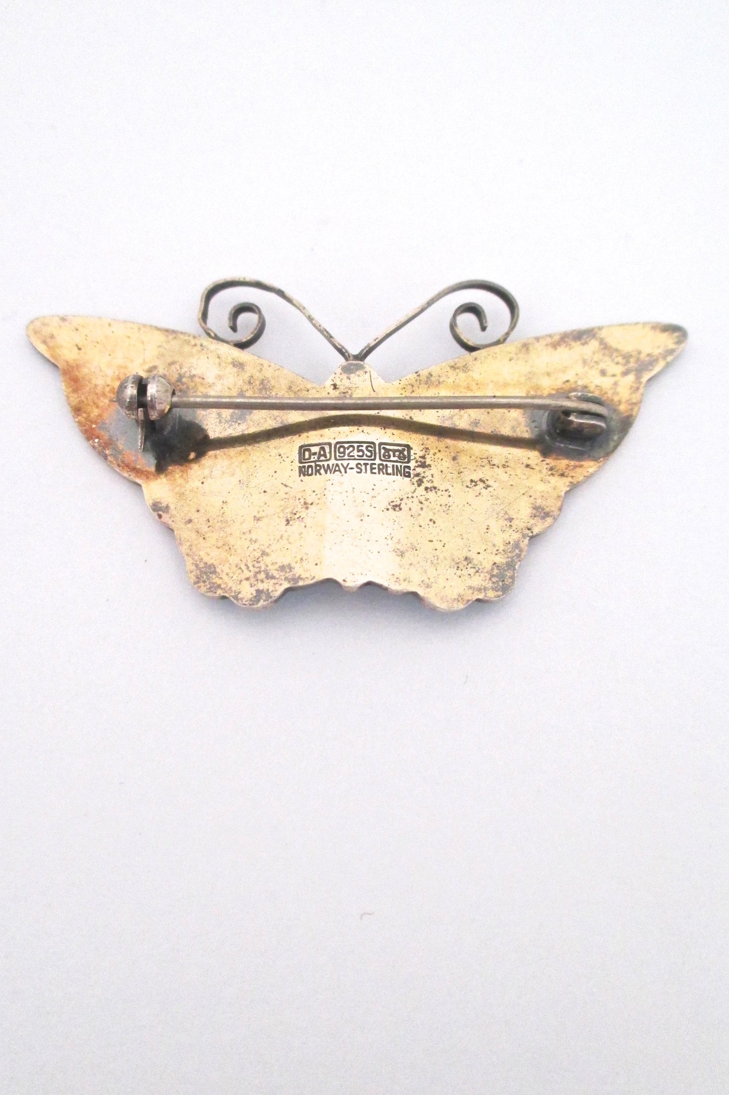 David-Andersen sky blue enamel butterfly brooch - 2"