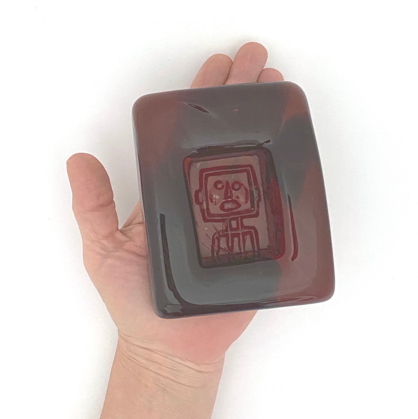 Boda Sweden heavy glass robot dish H699 ~ Erik Hoglund