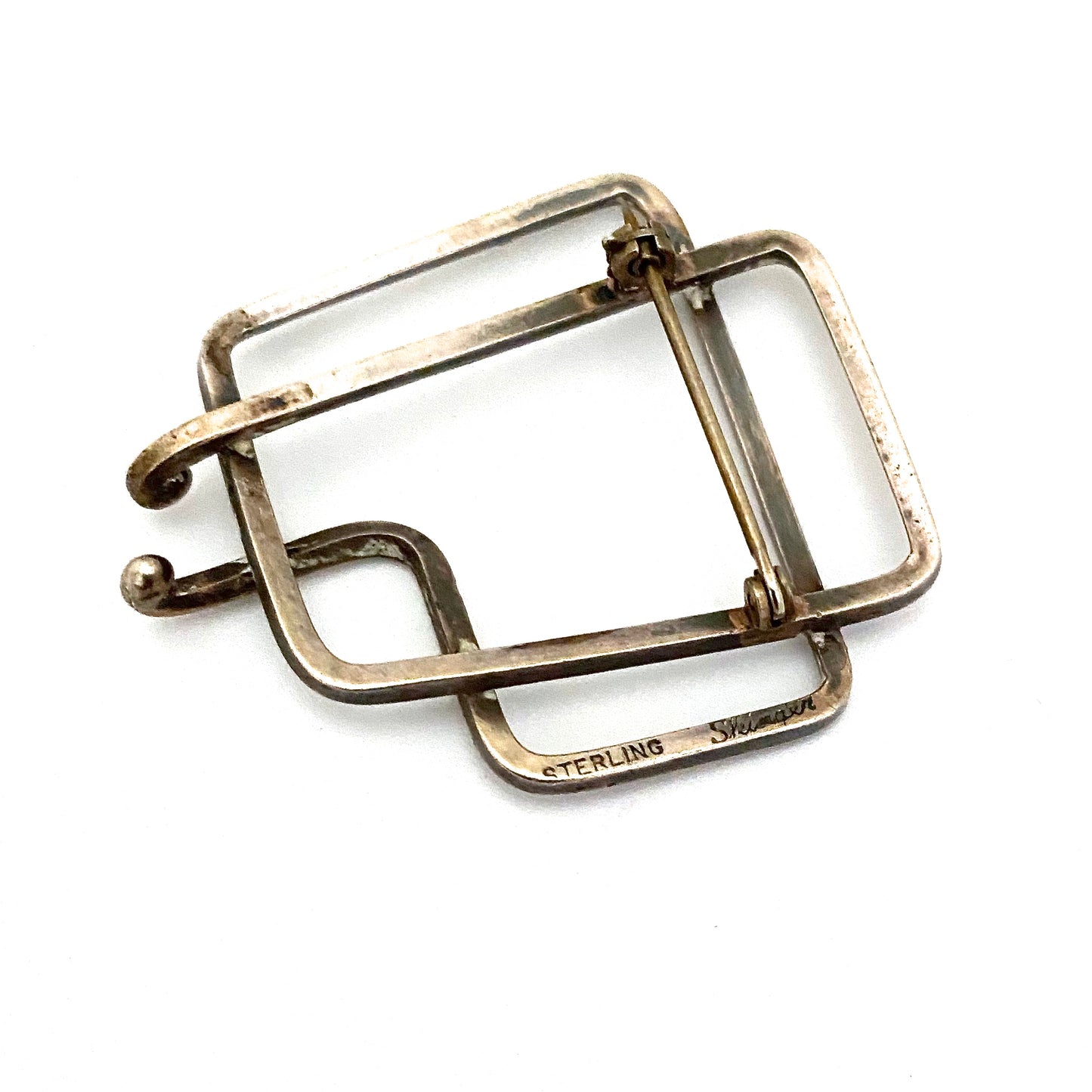 Joseph Skinger silver openwork brooch ~ hand wrought