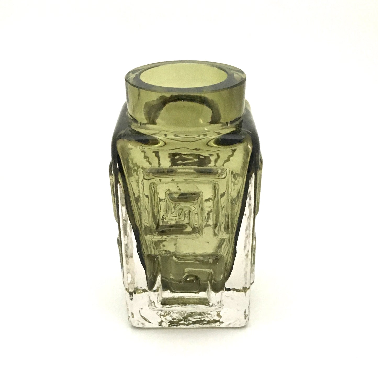 Whitefriars 'Greek Key' small vase in sage green ~ scarce
