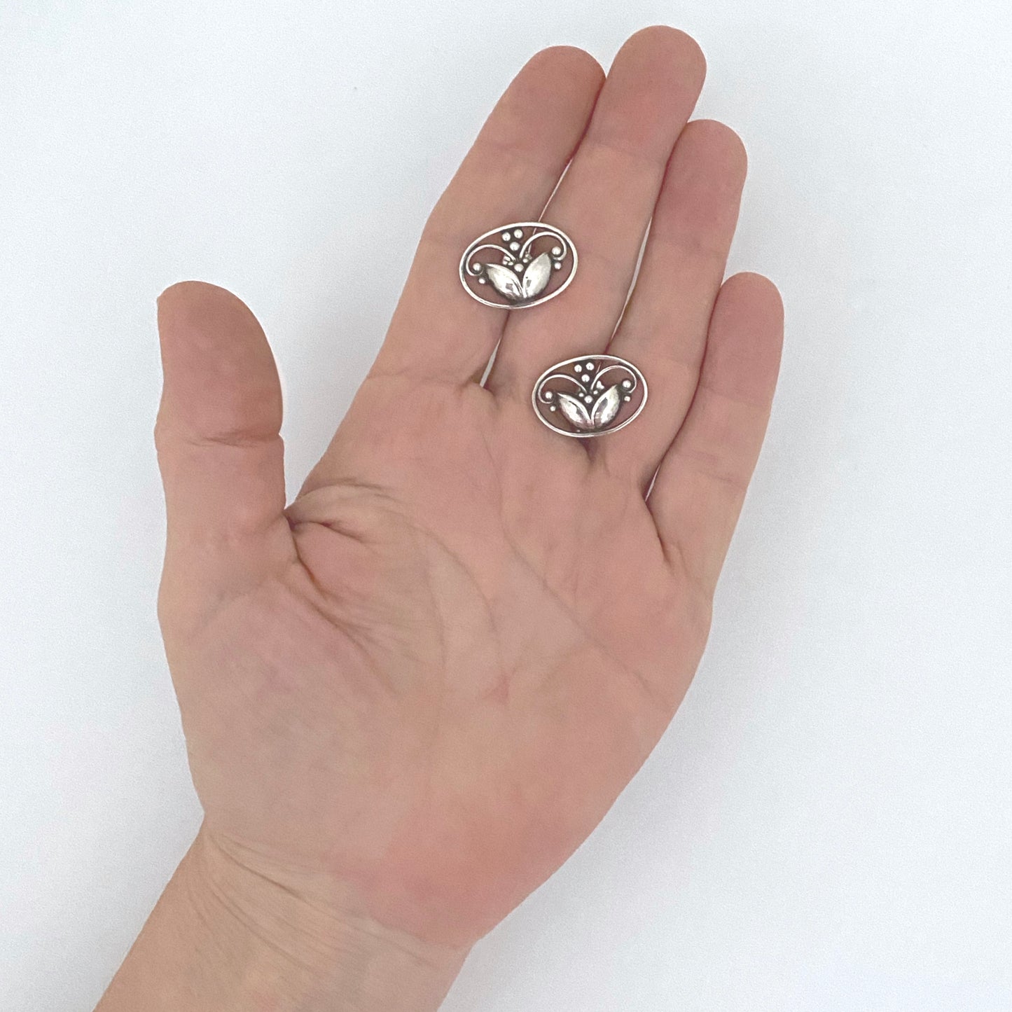 scale Georg Jensen Denmark vintage silver earrings 51 Scandinavian Modernist jewelry design