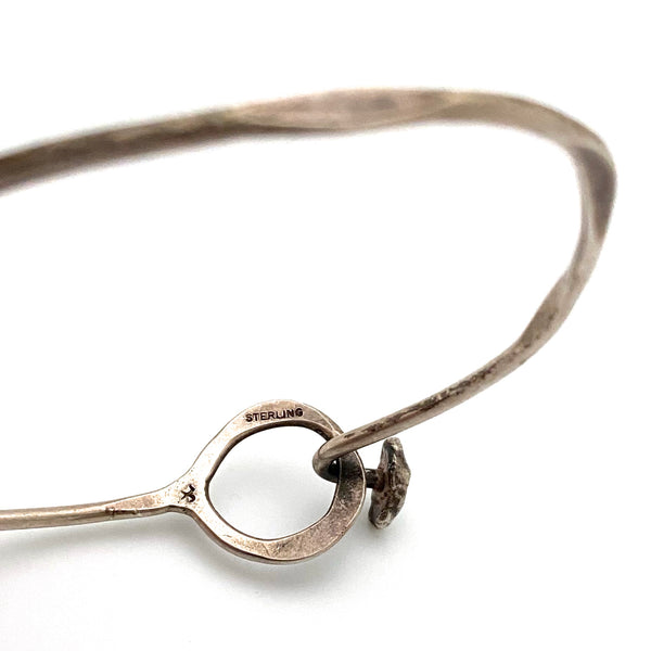 John Lewis hammered silver bangle bracelet ~ hook closure