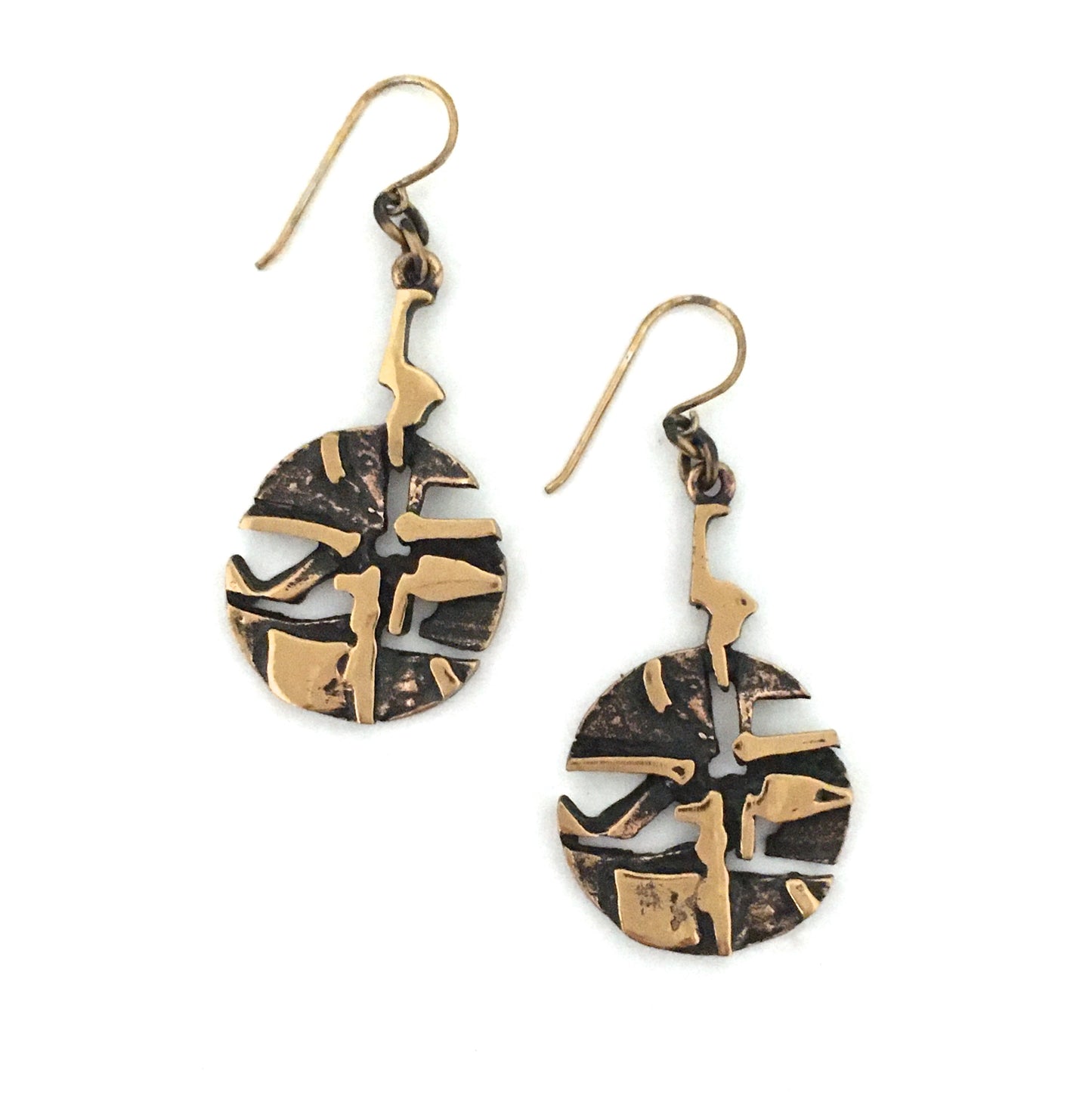 Jorma Laine textured bronze round drop earrings