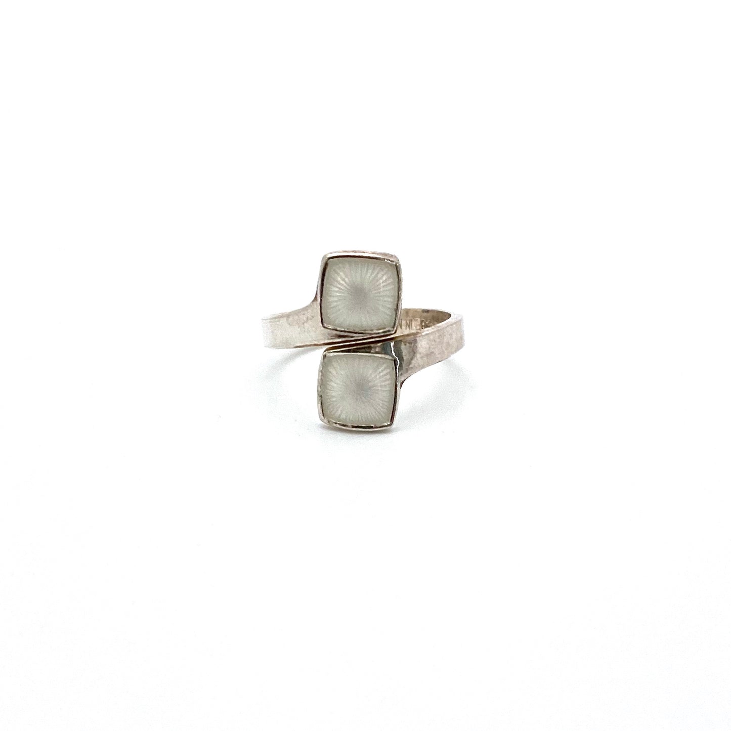 detail Aksel Holmsen Norway vintage silver enamel white ring Scandinavian Modern jewelry design