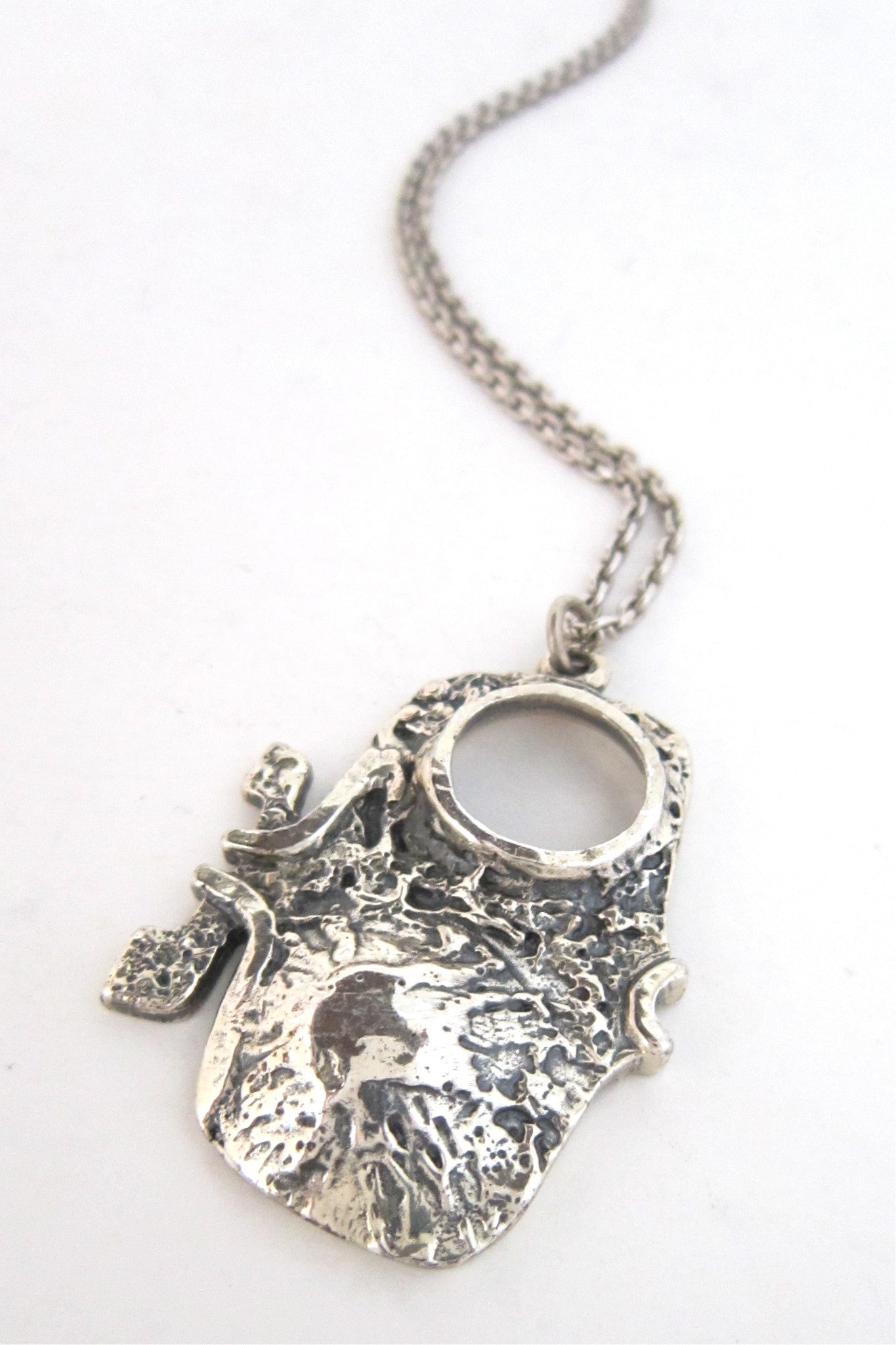 Guy Vidal Canada vintage pewter brutalist fish pendant necklace