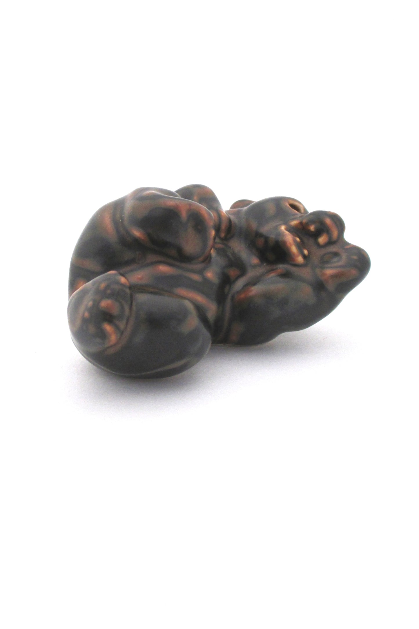 detail Royal Copenhagen Denmark vintage ceramic stoneware bear cub #3 by Knud Kyhn lying on side