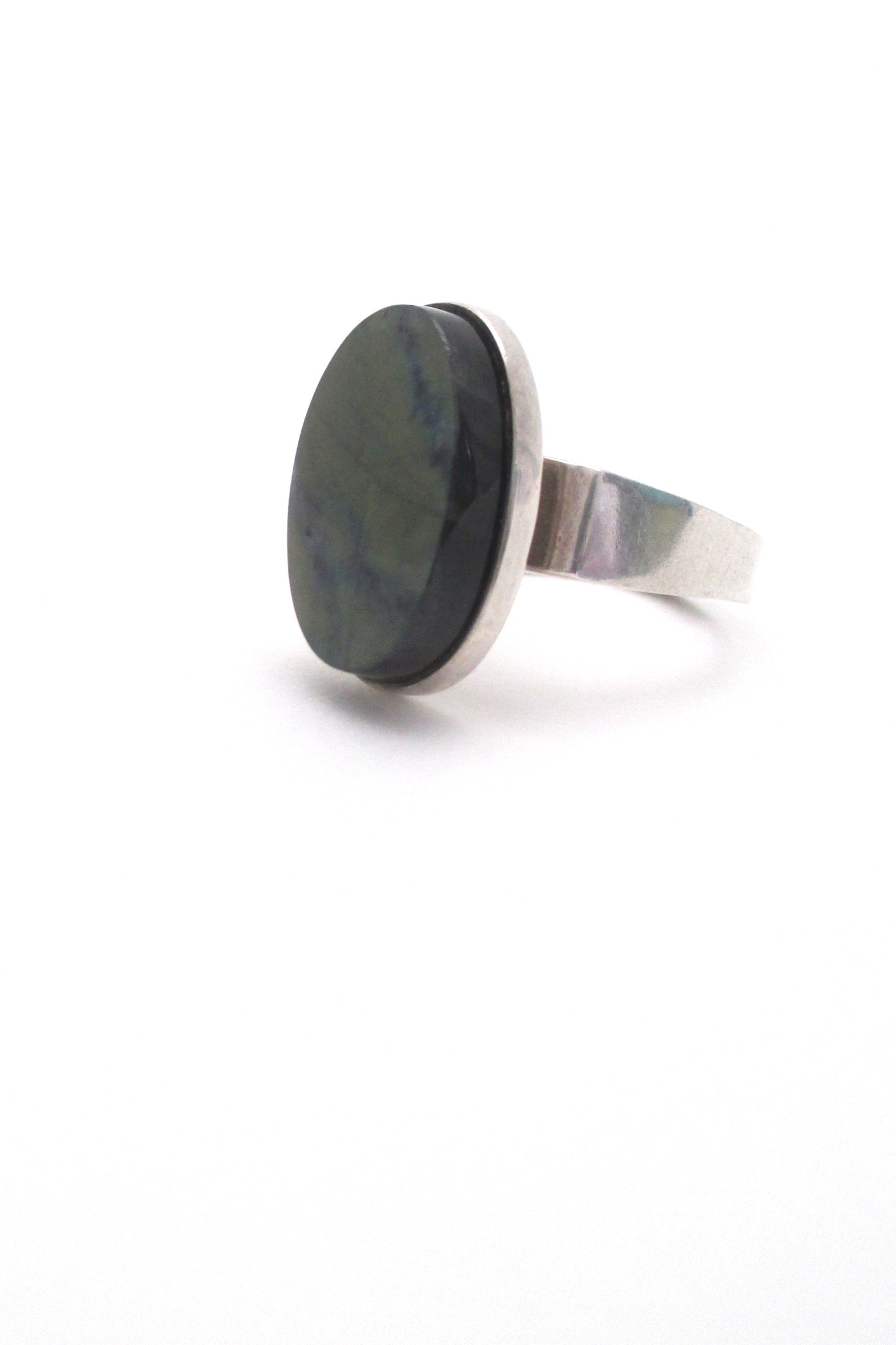 David Andersen heavy silver & spectrolite ring