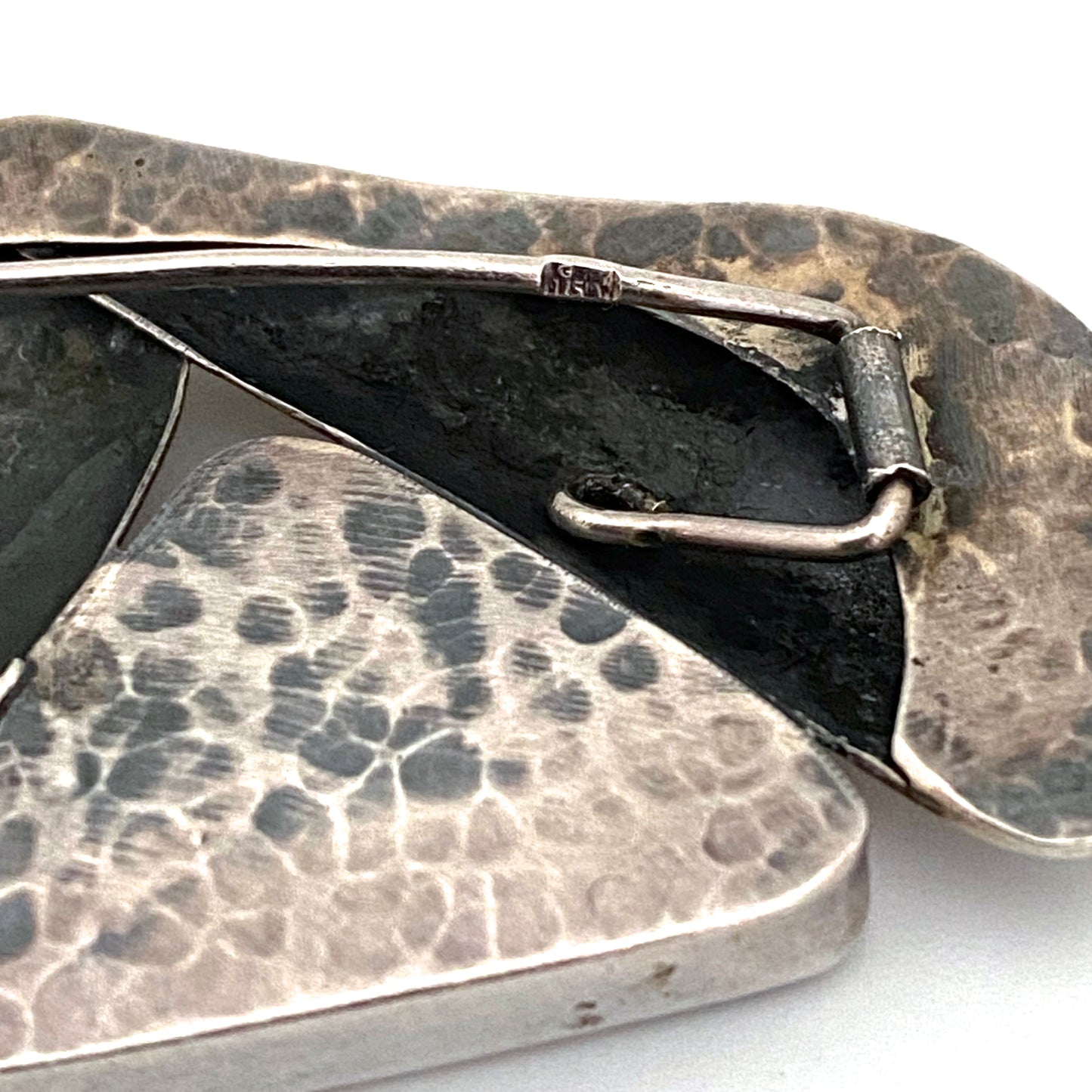 silver & mother of pearl brooch ~ nicely constructed