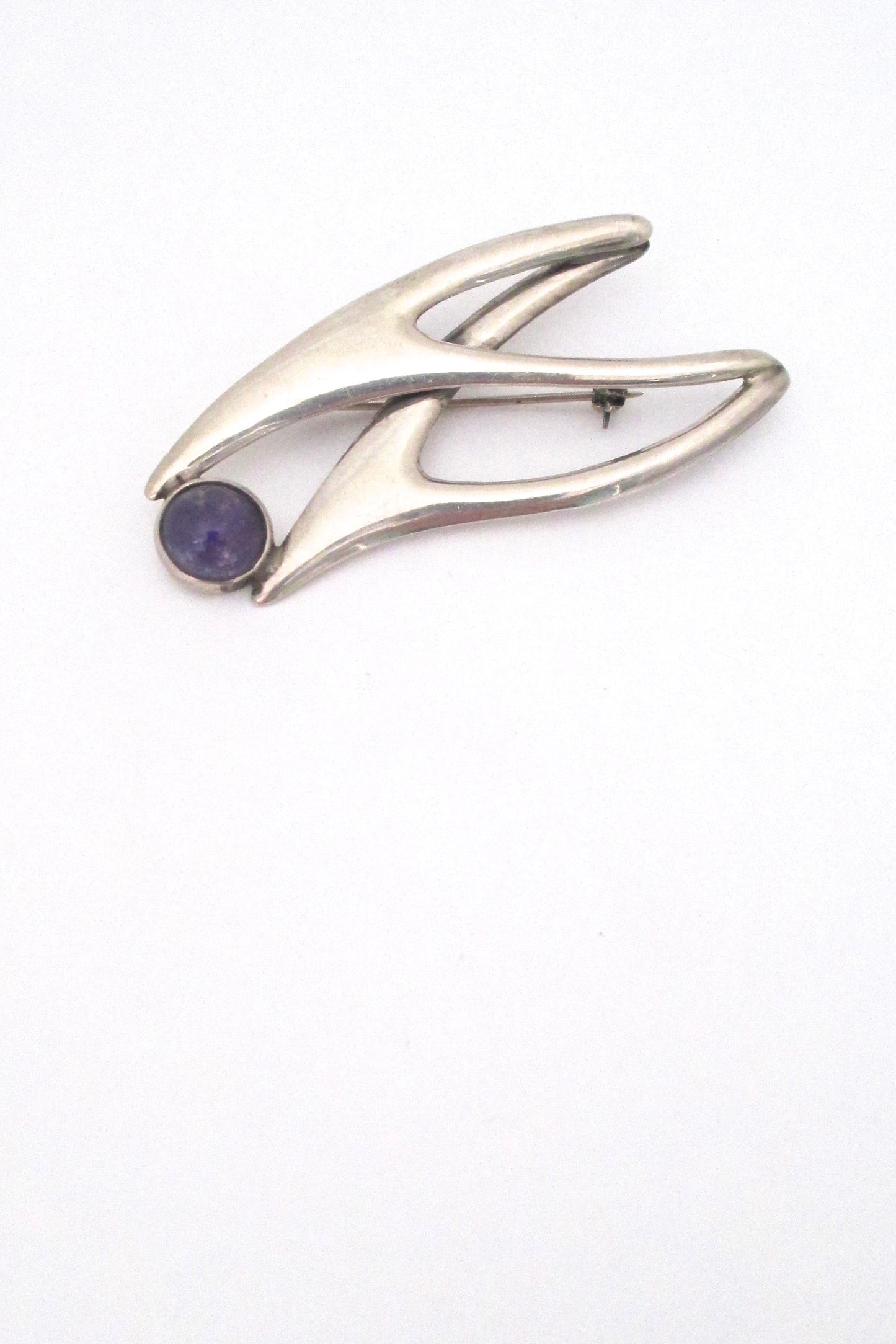 Sigi Pineda Mexico vintage heavy silver amethyst biomorphic brooch