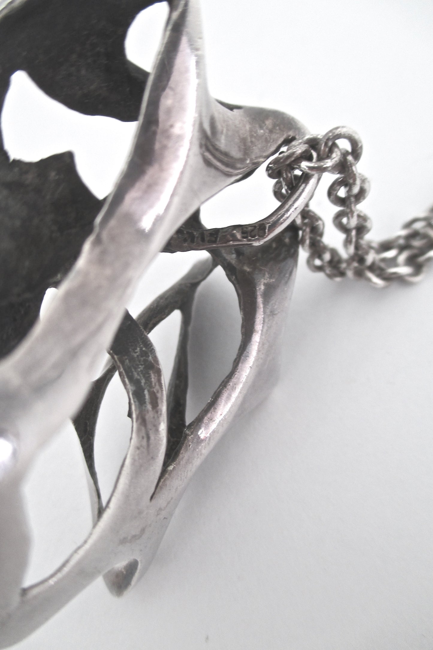 large sculptural silver brutalist pendant necklace