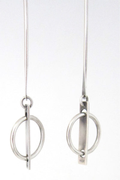 Hans Hansen, Denmark vintage modernist sterling silver extra long drop earrings