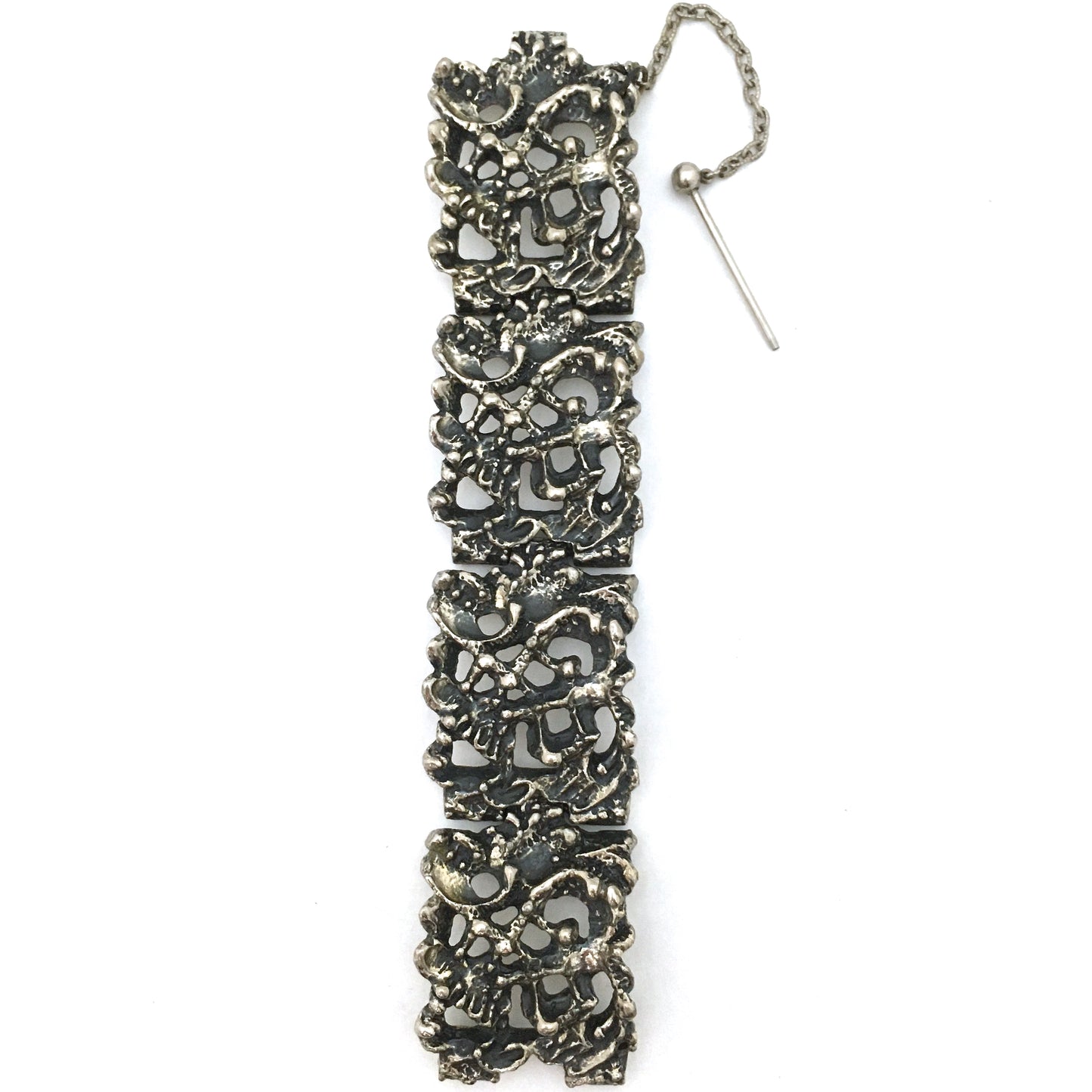 Robert Larin large, sculptural brutalist pewter bracelet