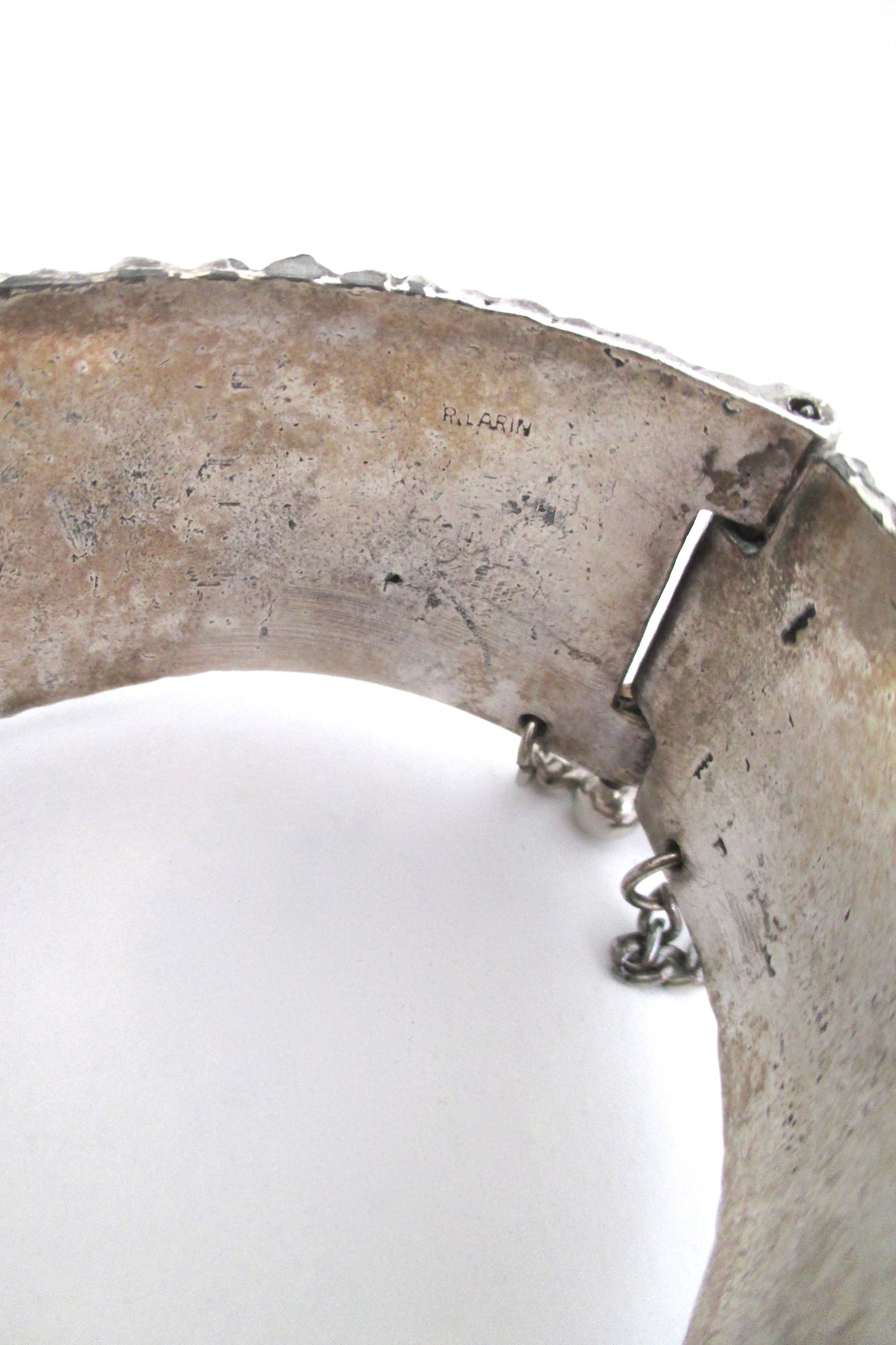 Robert Larin textured pewter hinged bracelet
