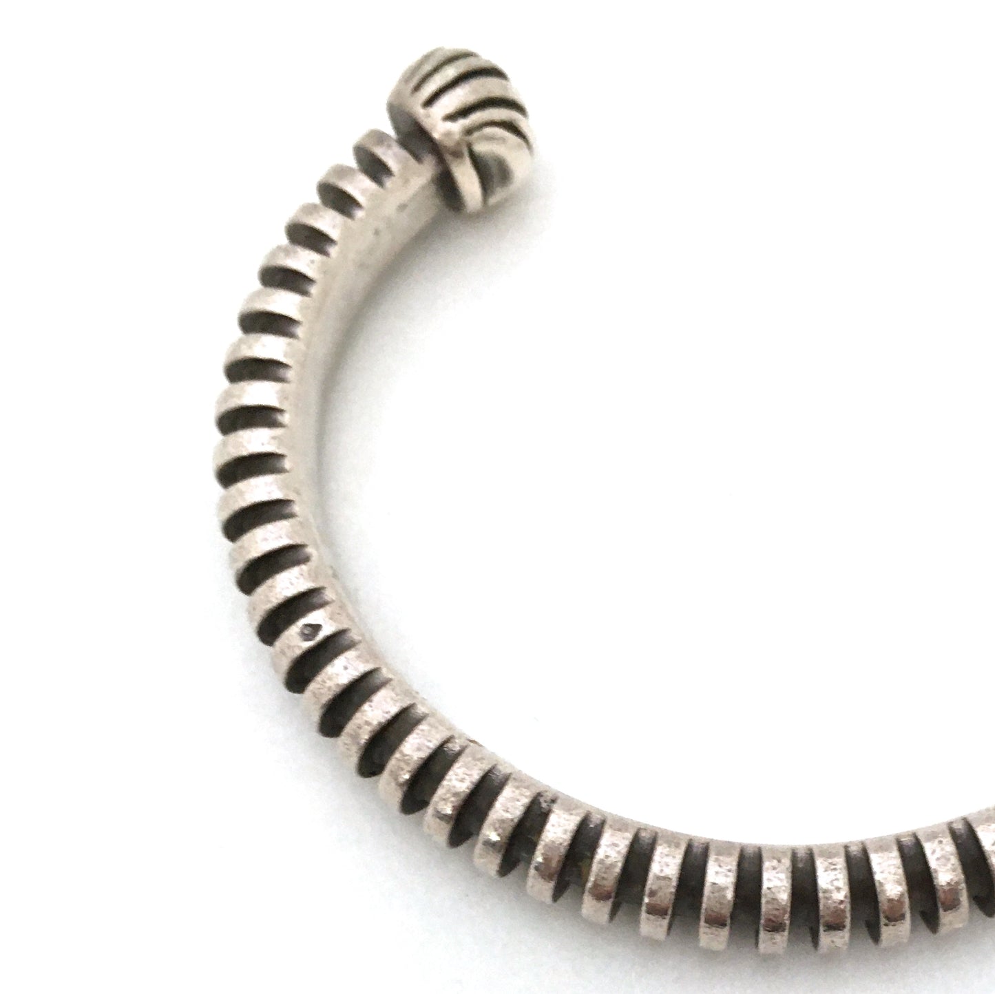 vintage heavy silver ridged cuff bracelet ~ France