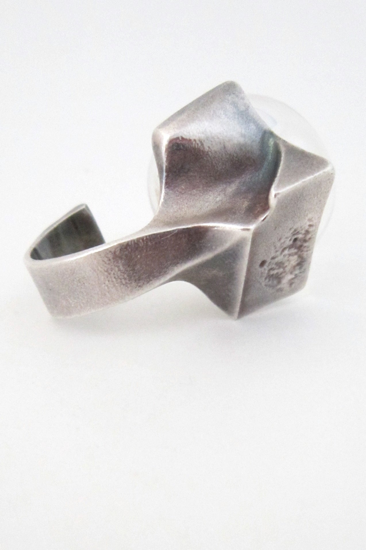 Bjorn Weckstrom for Lapponia Finland vintage silver large "Petrified Lake" ring