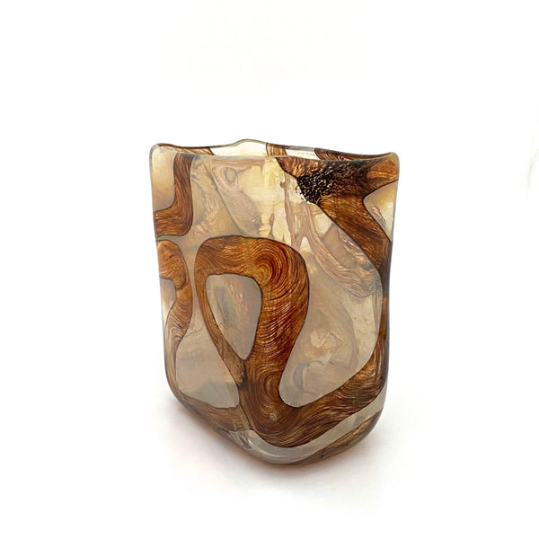 detail Mdina Glass Malta vintage blown glass Earthtones vase