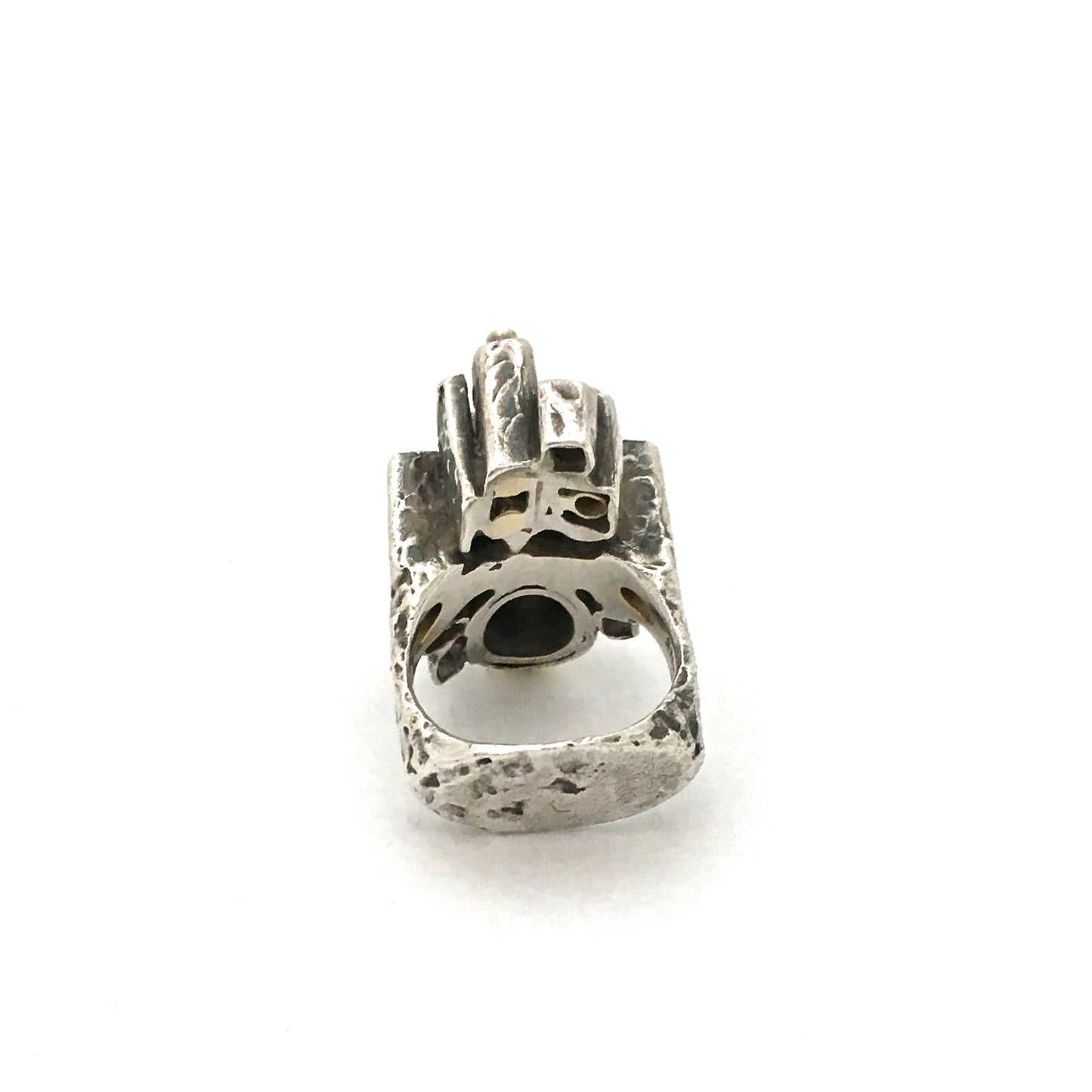 Walter Schluep large sculptural ring ~ gold, peridot & diamonds