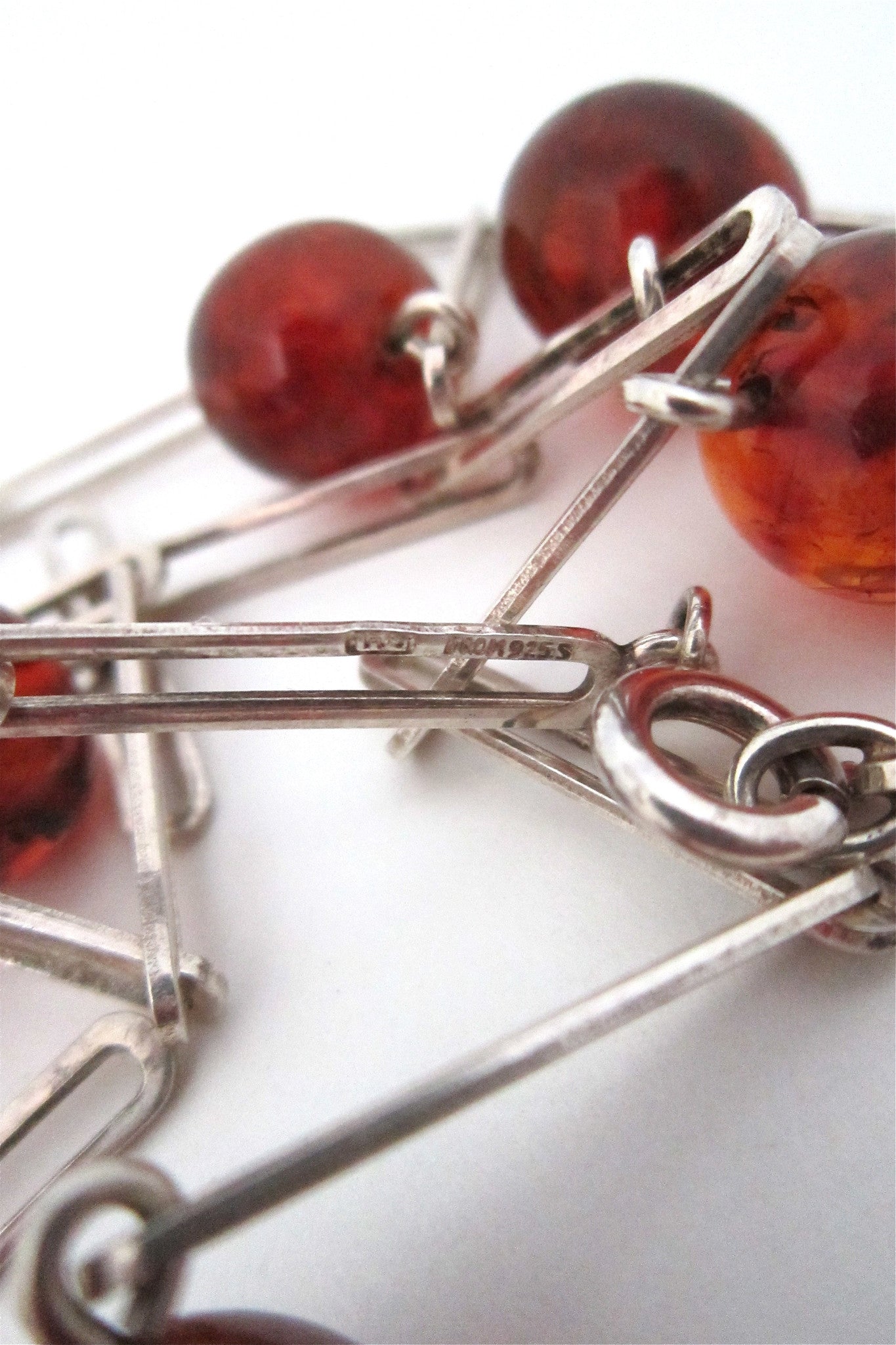 NE From Denmark vintage silver and amber long link necklace