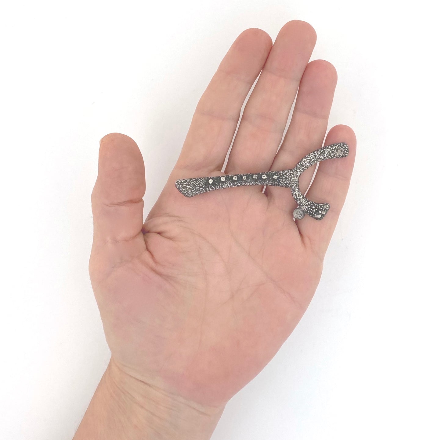 scale Guy Vidal Canada vintage brutalist pewter long brooch rare Modernist jewelry design