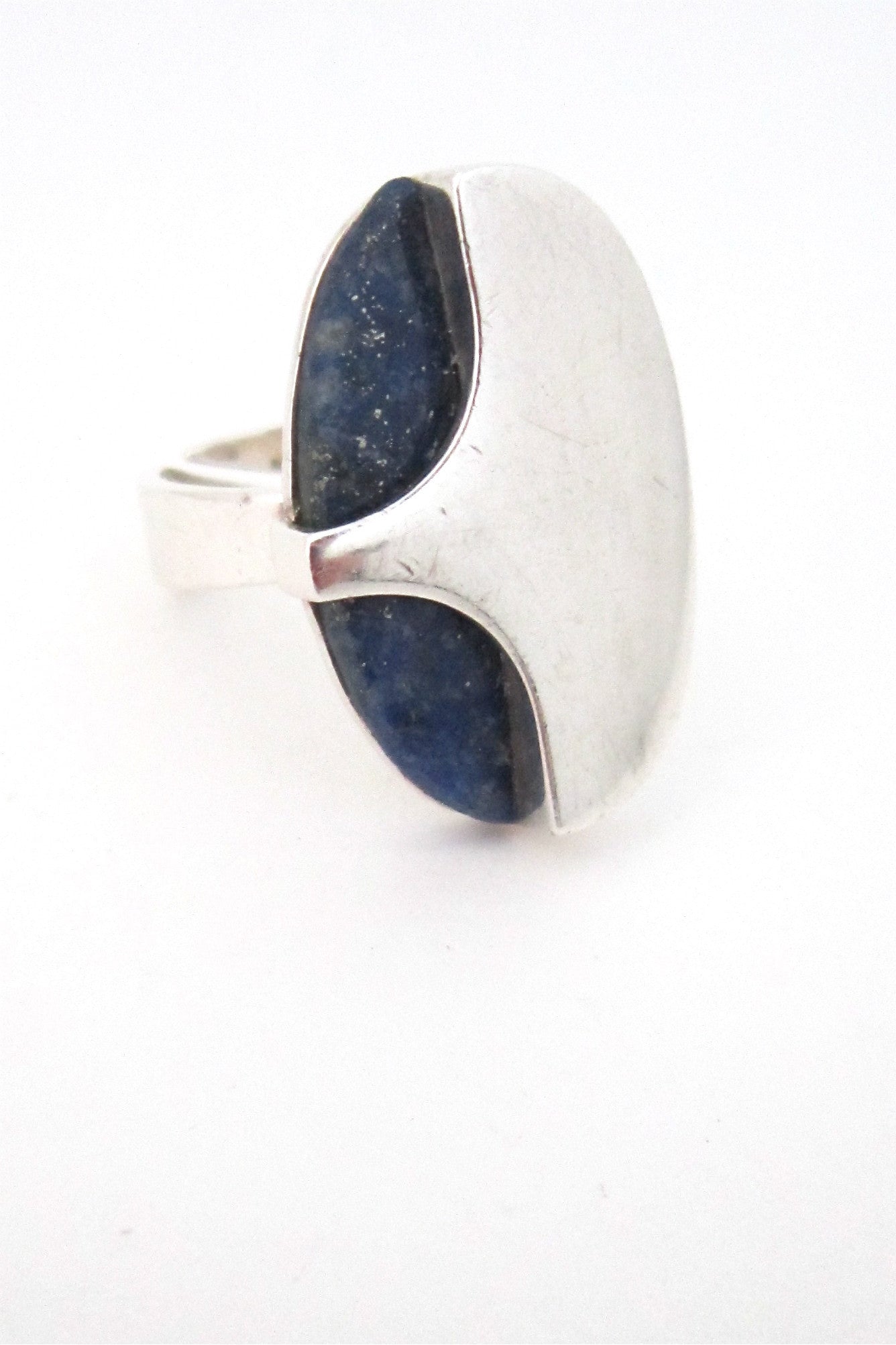 NE From Denmark vintage sterling silver and lapis large ring