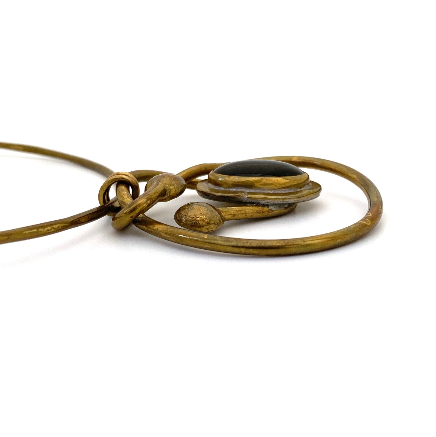 profile Rafael Alfandary Canada vintage brutalist brass black glass choker necklace Canadian jewelry design