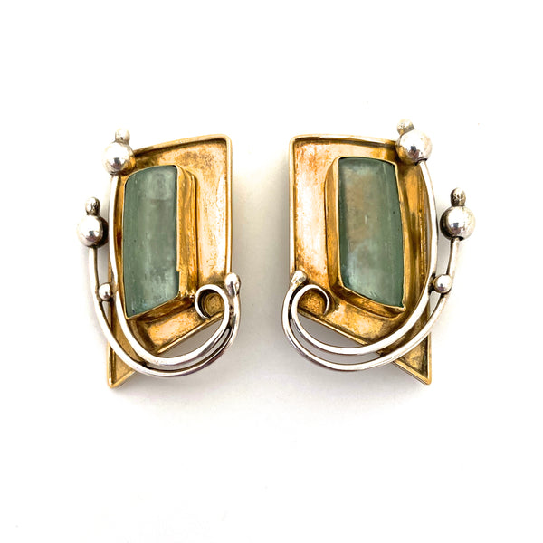Rachel Gera large silver & Roman glass earrings