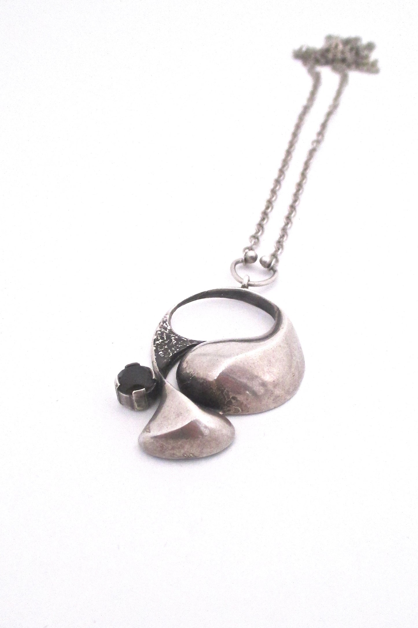 Sten and Laine Finland vintage silver smoky quartz pendant necklace Scandinavian Modernist design