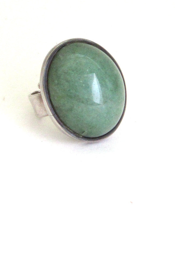 David-Andersen Norway vintage silver and aventurine large dome ring