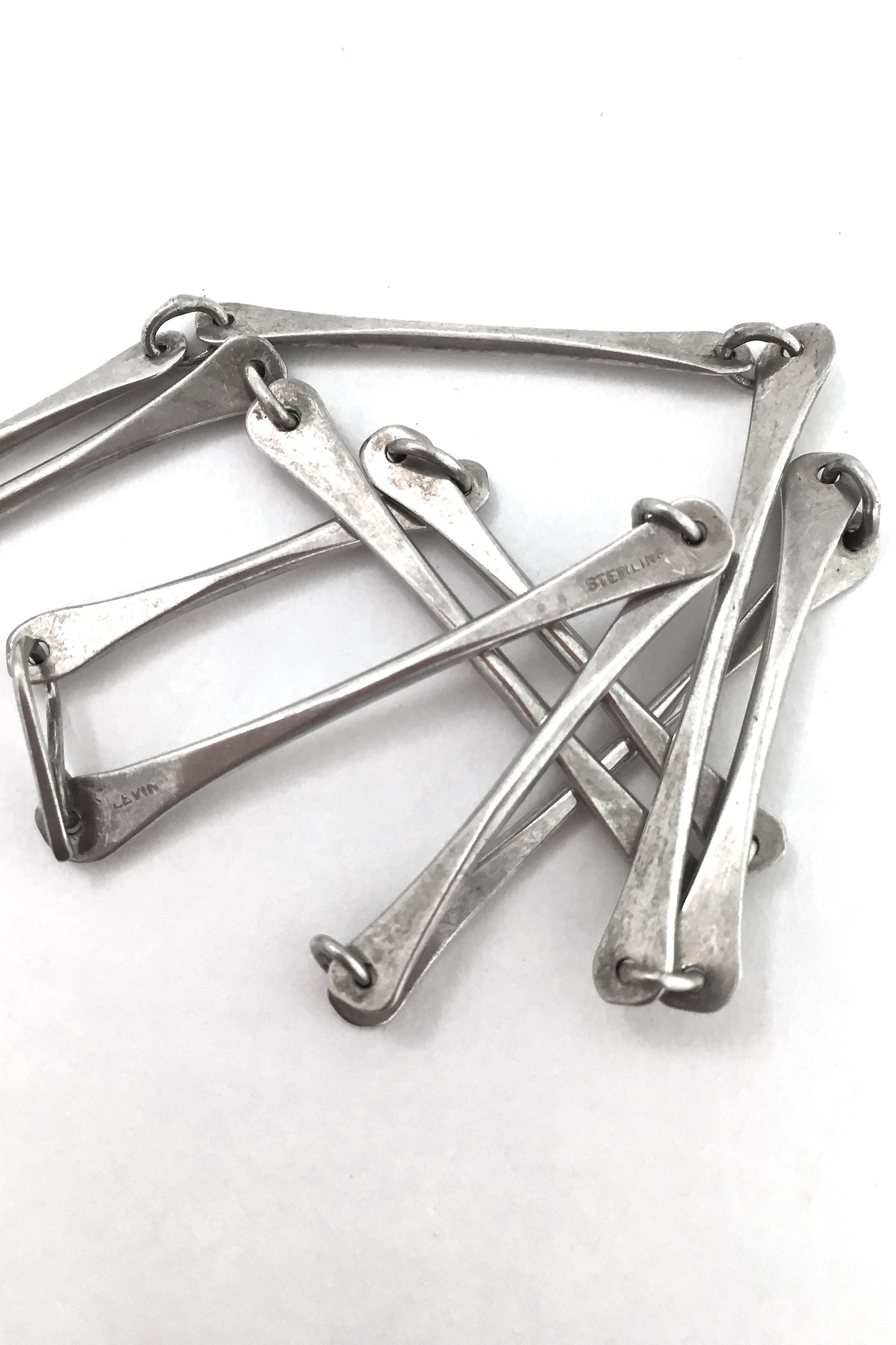 Ed Levin hammered silver long link chain