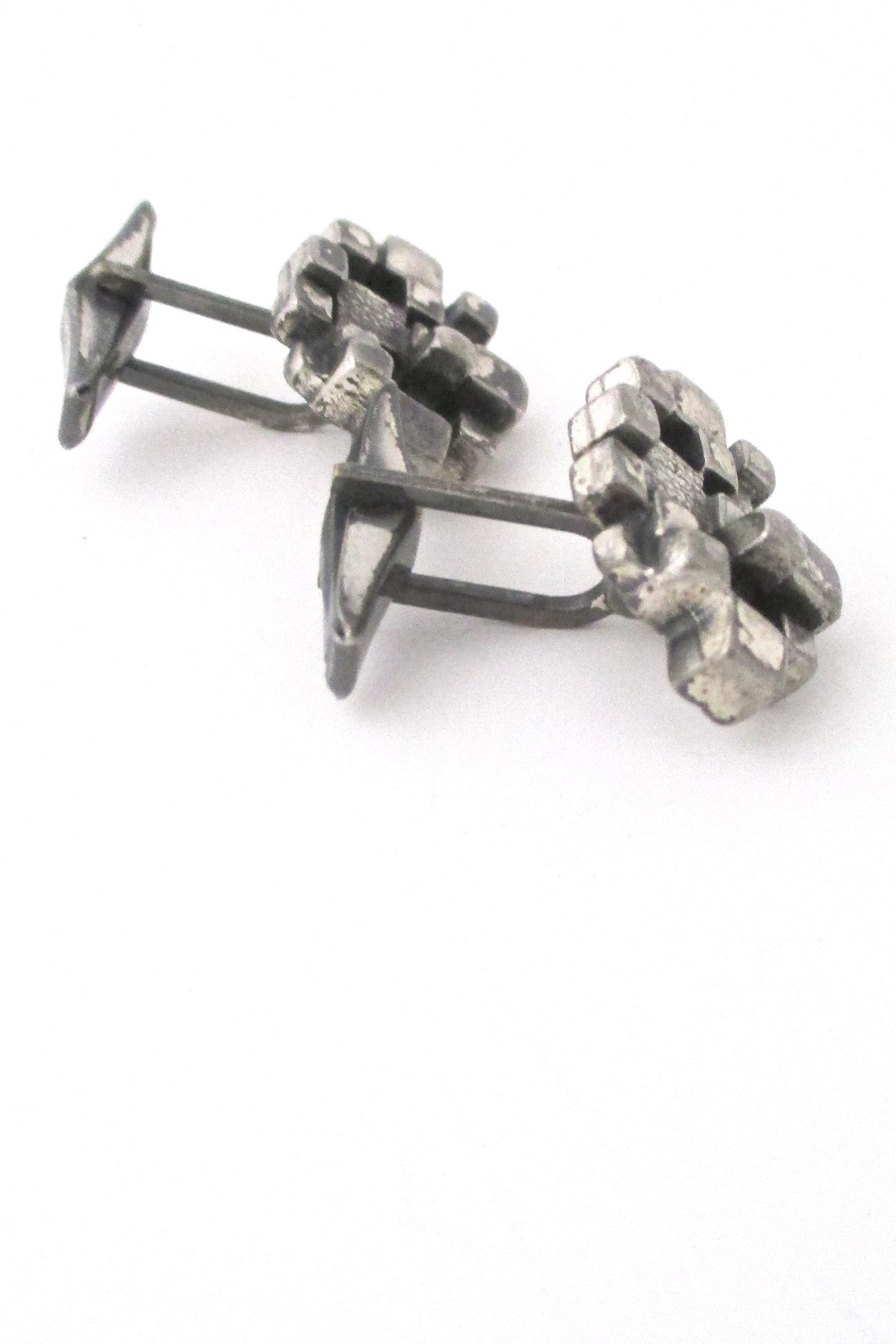 profile Guy Vidal Canada vintage brutalist pewter cubes cufflinks