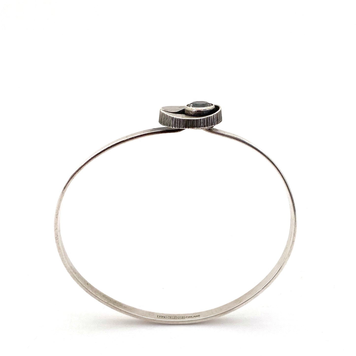 profile Sten and Laine Finland vintage silver rock crystal bracelet Karl Laine 1978 Scandinavian Modernist jewelry design