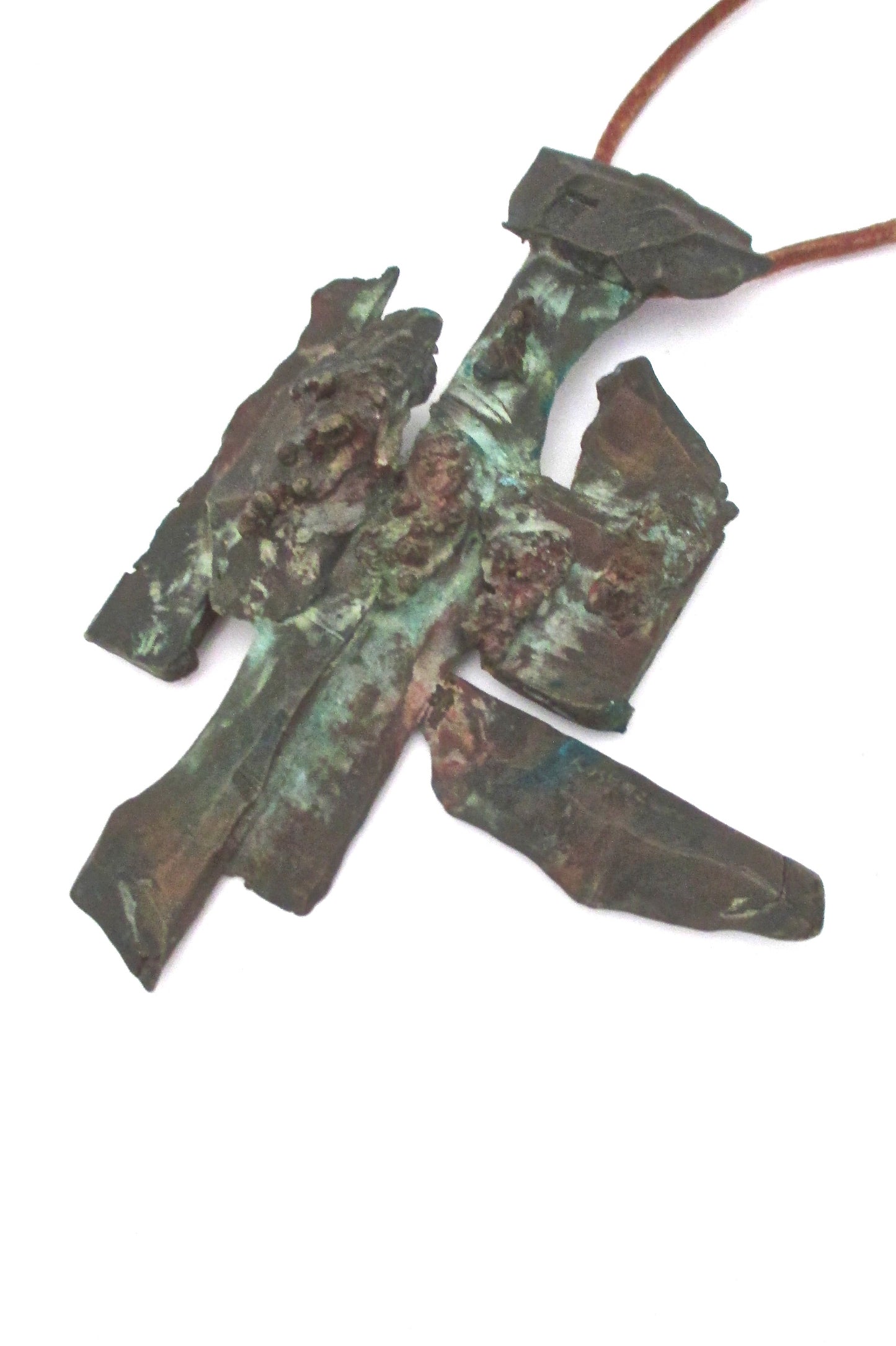 vintage modernist sculptural bronze pendant necklace ~ extra large