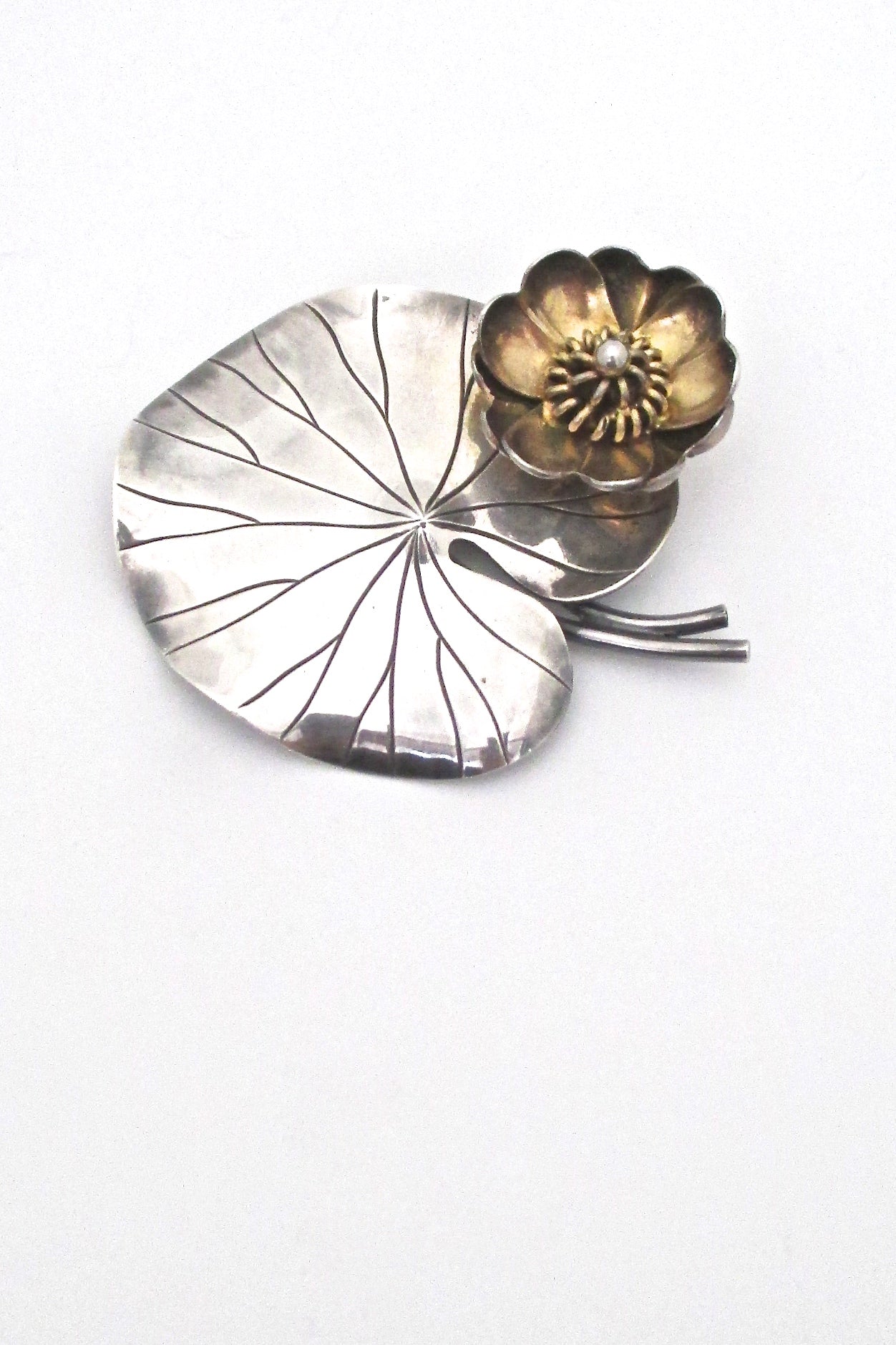 Anton Michelsen large lily pad brooch - Gertrude Engel