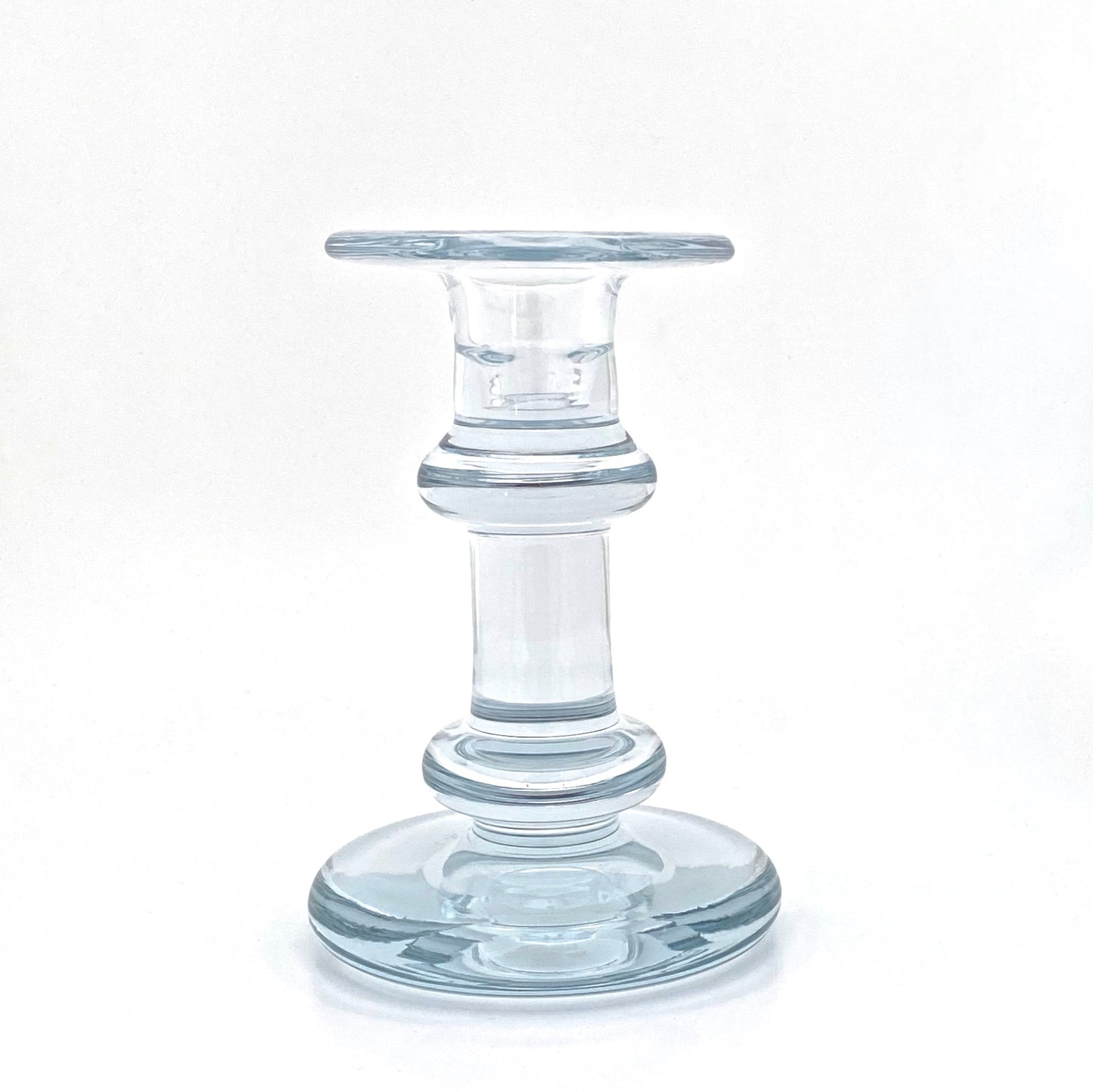 detail Holmegaard Denmark large vintage heavy glass candle holder Michael Bang signed Danish Modern design