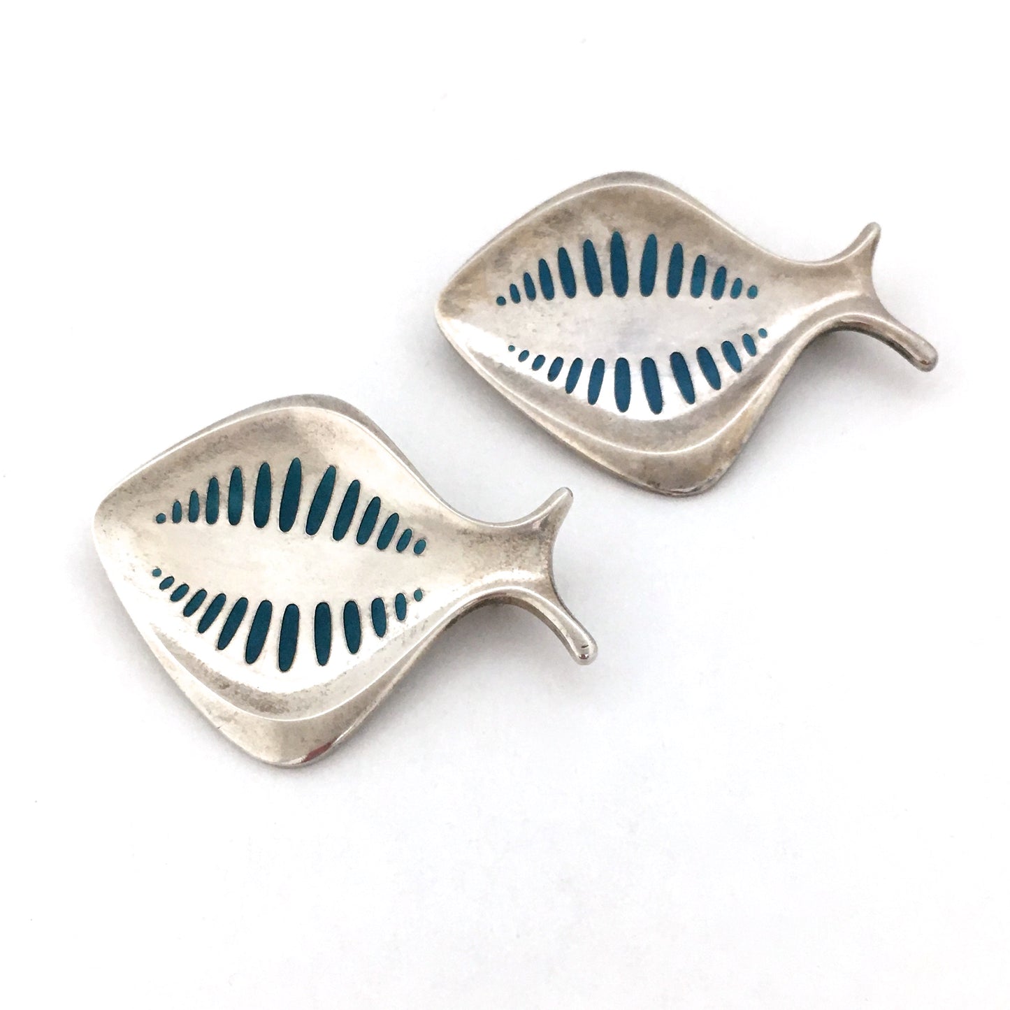 Georg Jensen silver & turquoise enamel brooch #343 ~ Henning Koppel