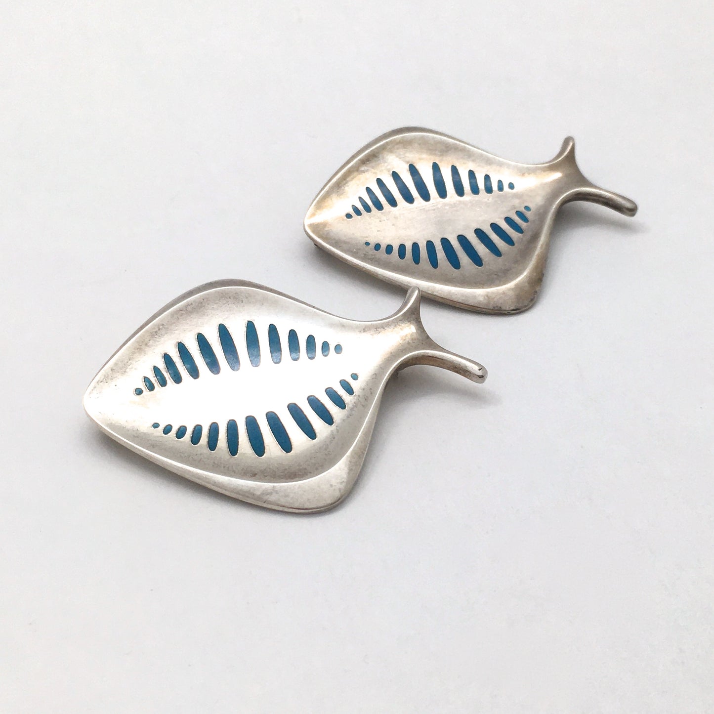 Georg Jensen silver & turquoise enamel brooch #343 ~ Henning Koppel